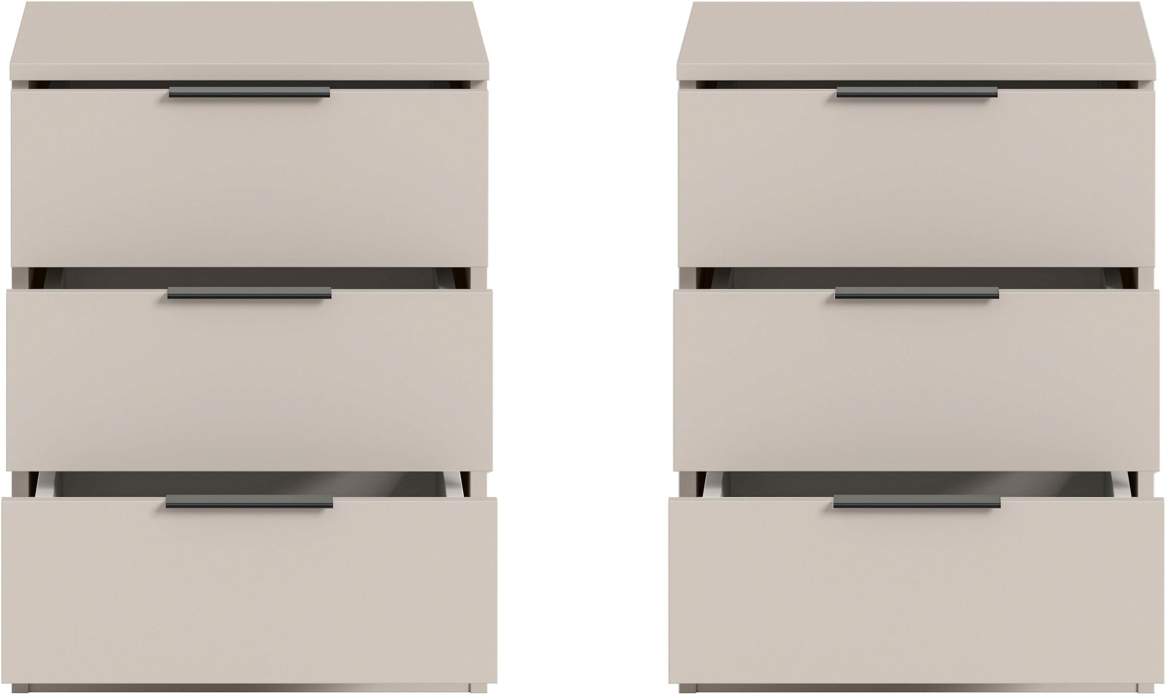 Home affaire Table de nuit »Skarde 2 Nachttische, jeweils Breite: 45 cm« Set, Sie bekommen 2  Nachttische im Set, 2 cuis tlg. Skarde, 2er Set Nachtkommoden, 3 Schubkästen, kashmir