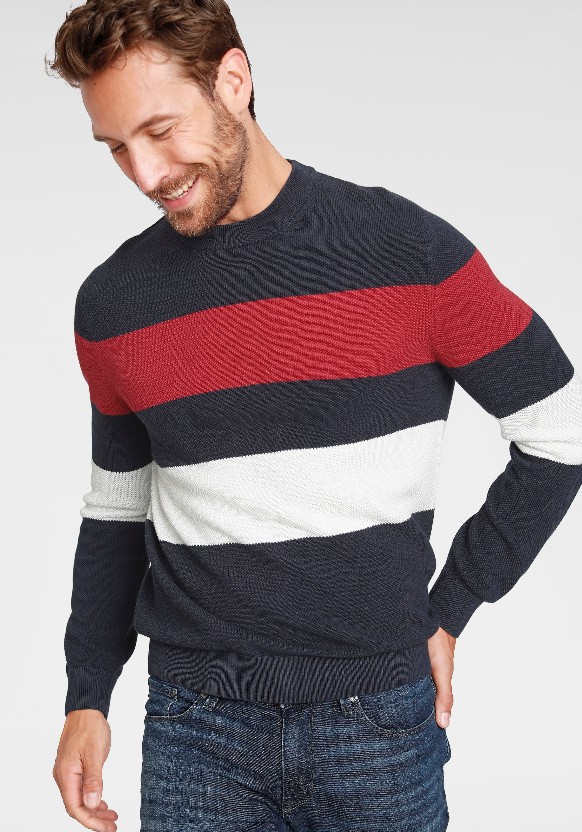 Image of Daniel Hechter Rundhalspullover, in Colorblocking bei Ackermann Versand Schweiz