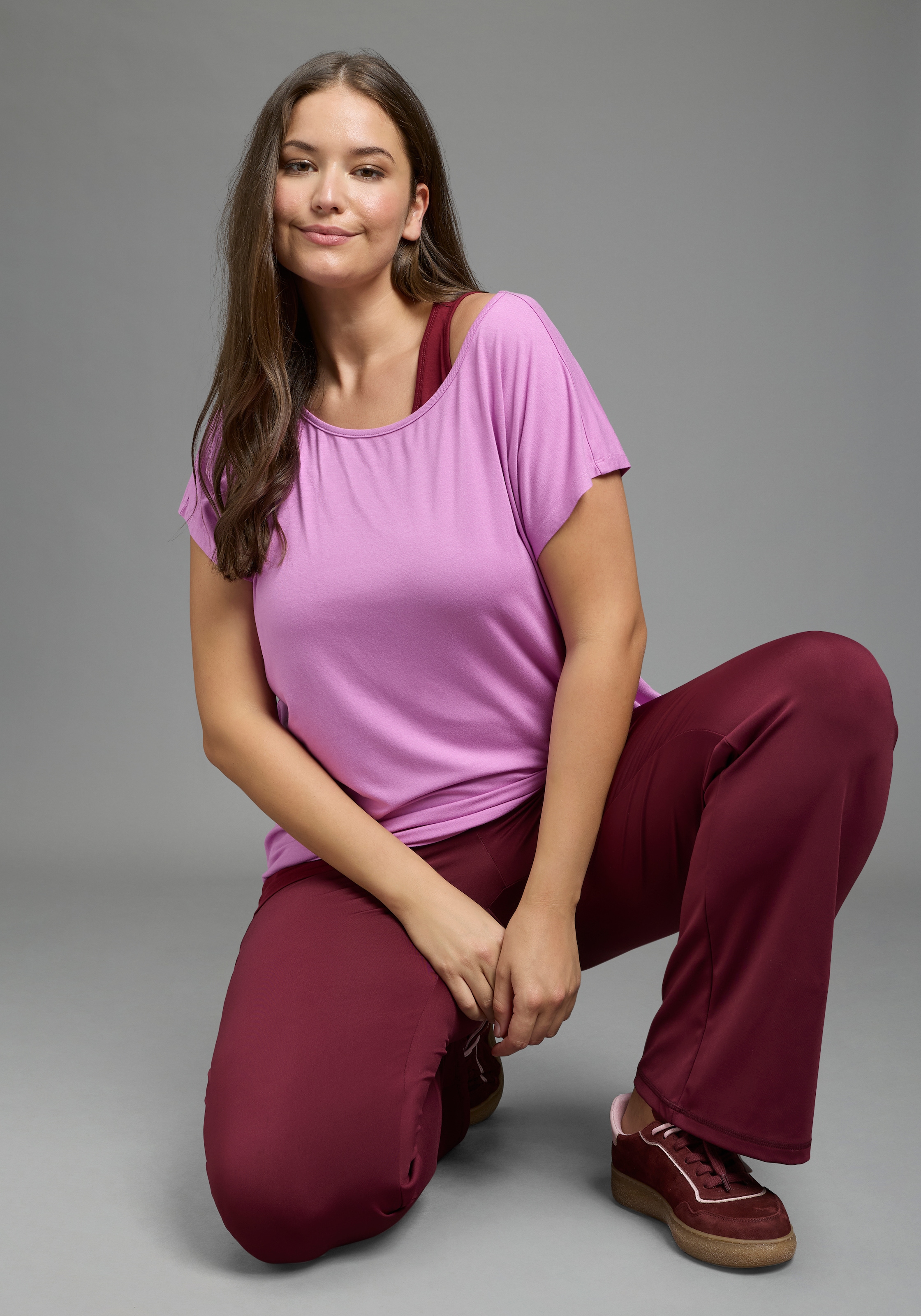 Laura Scott CURVE Yoga & Relax Shirt »Grosse Grössen« Set, 2,  im 2er-Set, mit Rundhalsausschnitt, aus Jersey, unifarben
