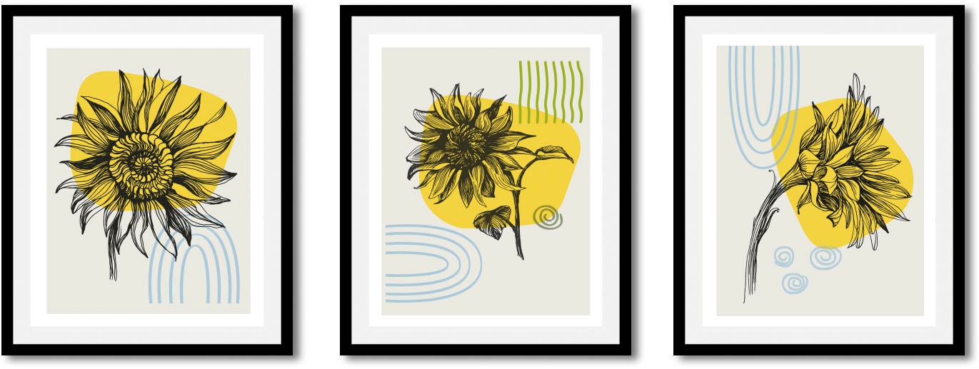 queence Image »Set Sunflower« 1 cuis tlg. gerahmt