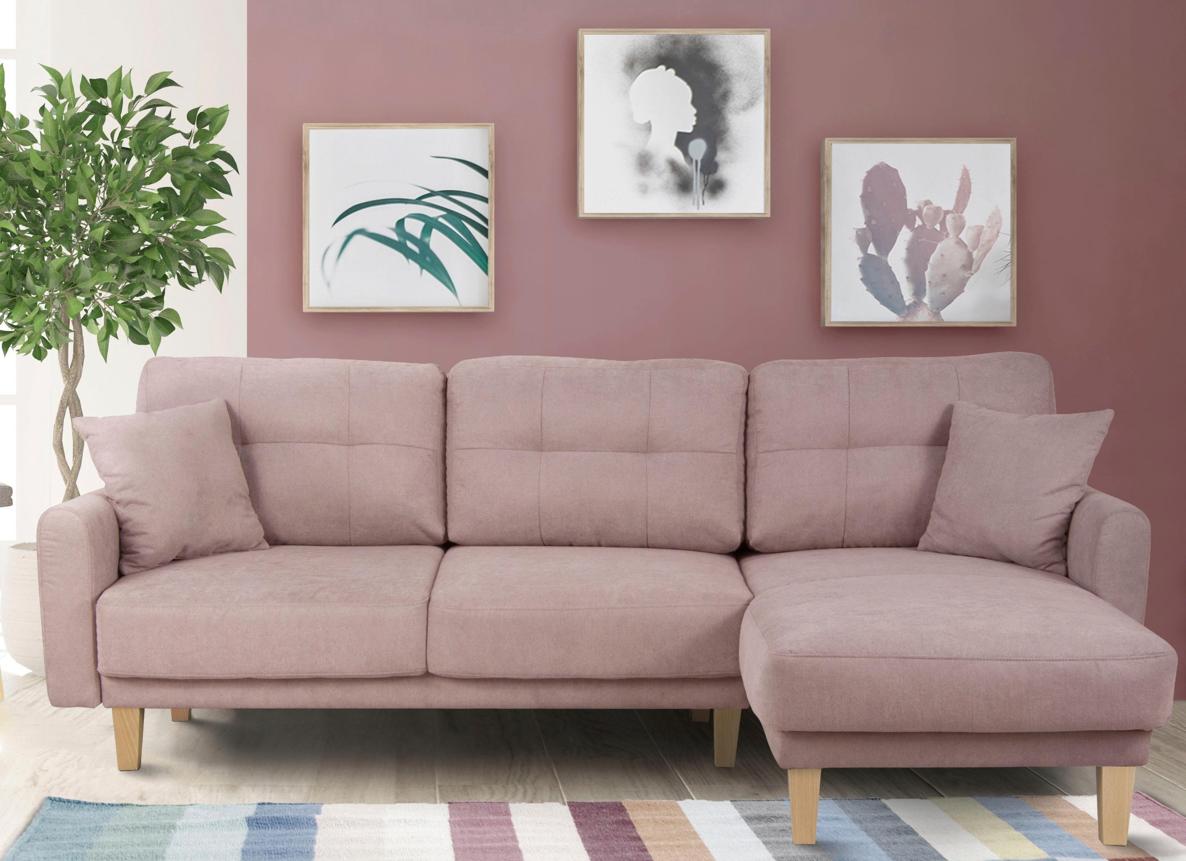 Home affaire Ecksofa »TRIPLO optionale Schlafsofa mit Bettkasten, Masse B/T/H: 234/164/89 cm« L-Form wahlweise mit Bettfunktion - Liegefläche 132x210 cm