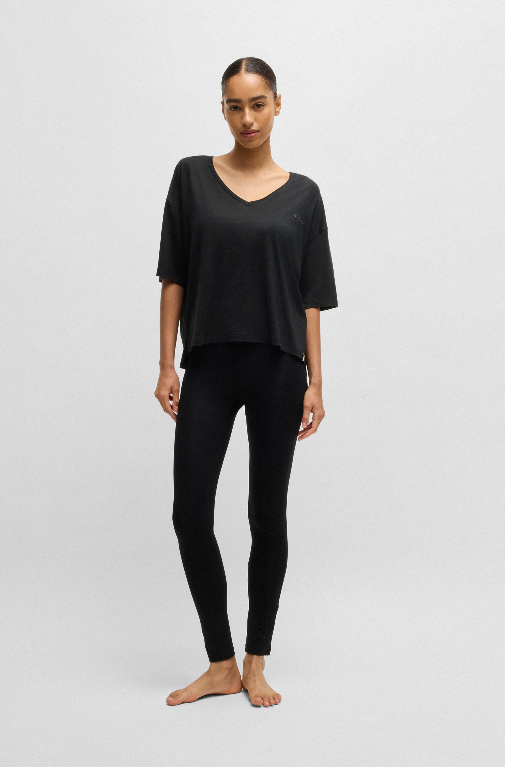 BOSS V-Shirt »CP Stripe_T-Shirt«, mit Ton-in-Ton Logo
