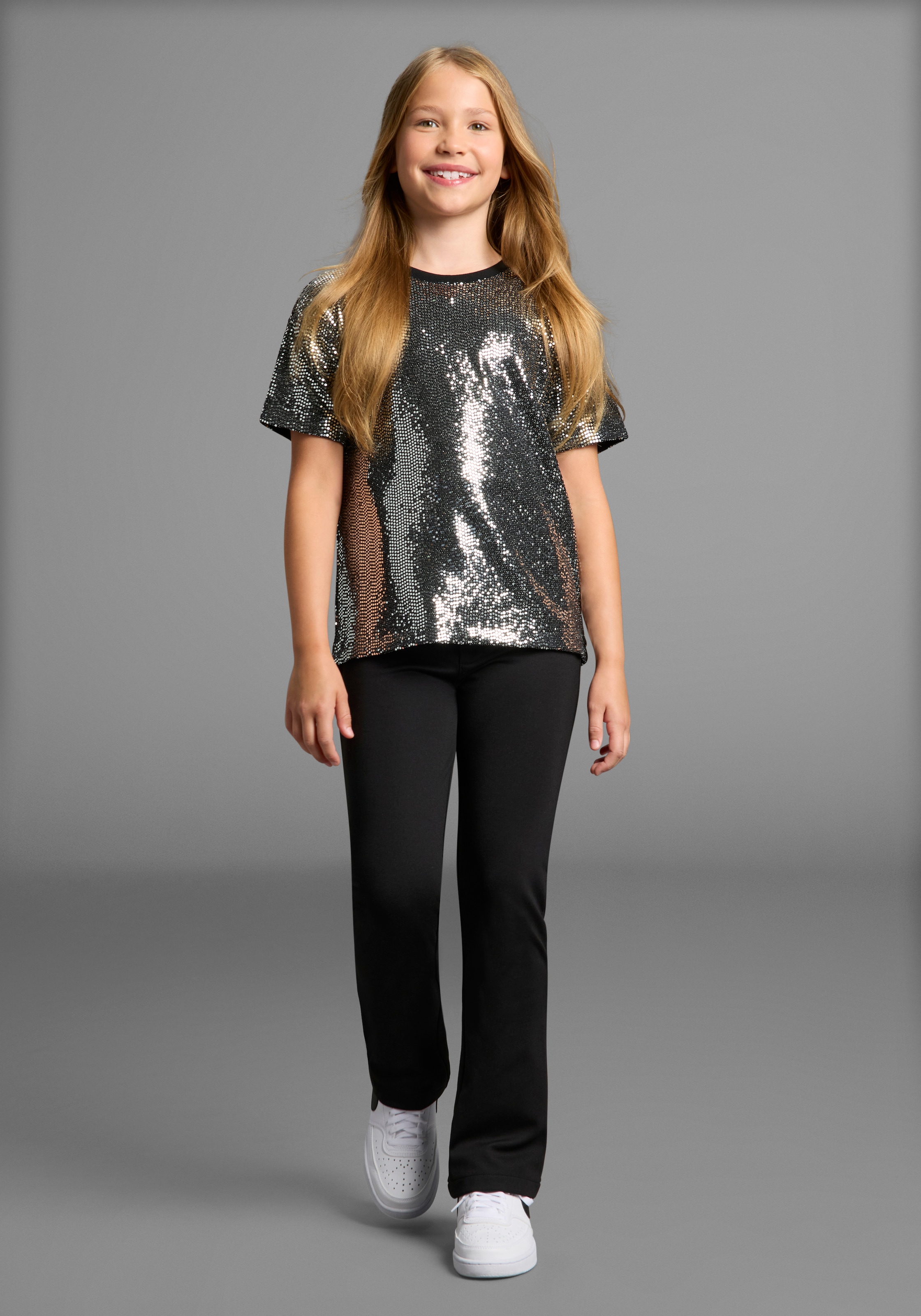 Bruno Banani T-shirt oversize »Glitzershirt, Paillettenoptik« NEU: BRUNO BANANI für TEENS! Shirt aus glitzernden Material