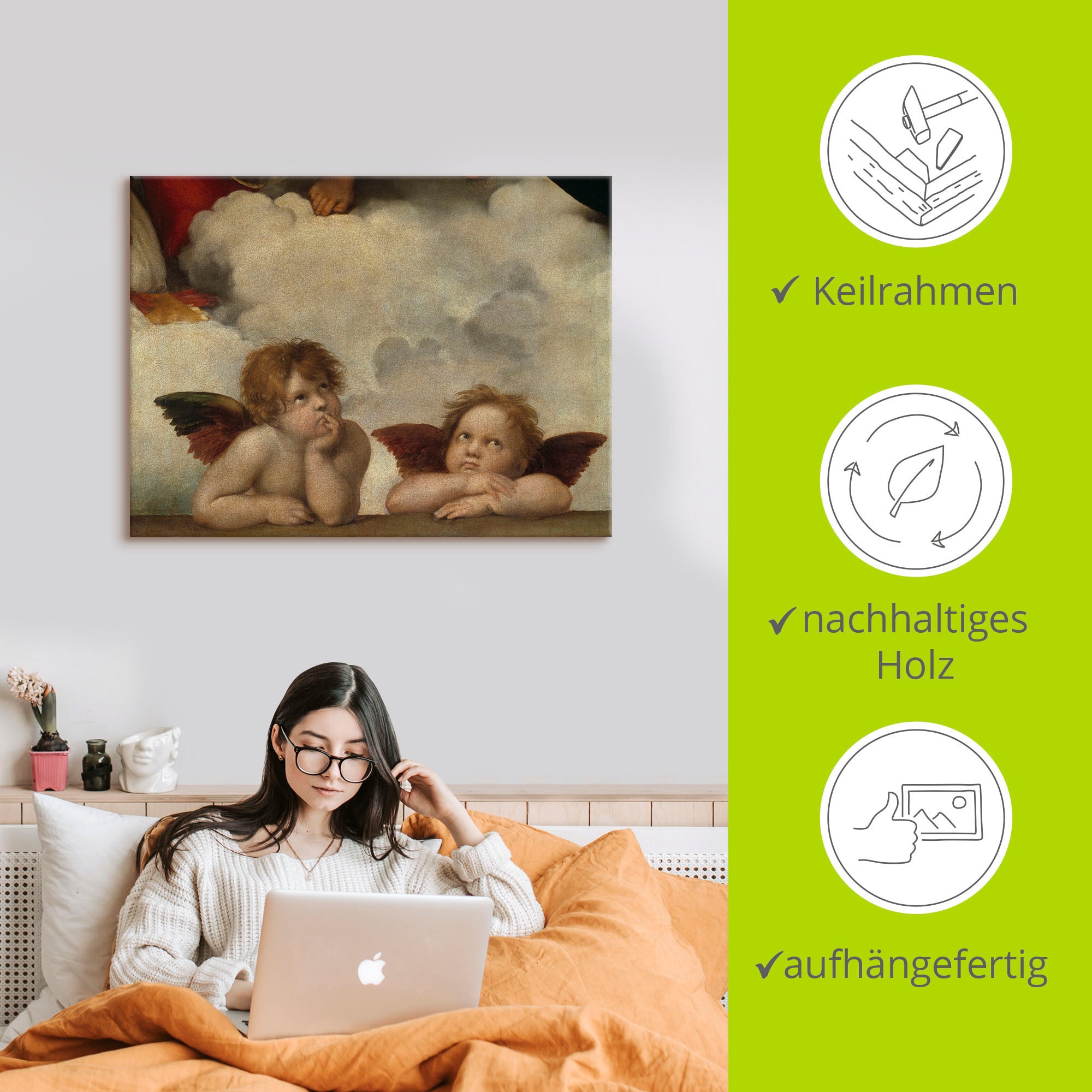 Artland Wandbild »Detail aus Die Sixtinische Madonna.«, Religion, (1 St.), als Leinwandbild, Poster, Wandaufkleber in verschied. Grössen