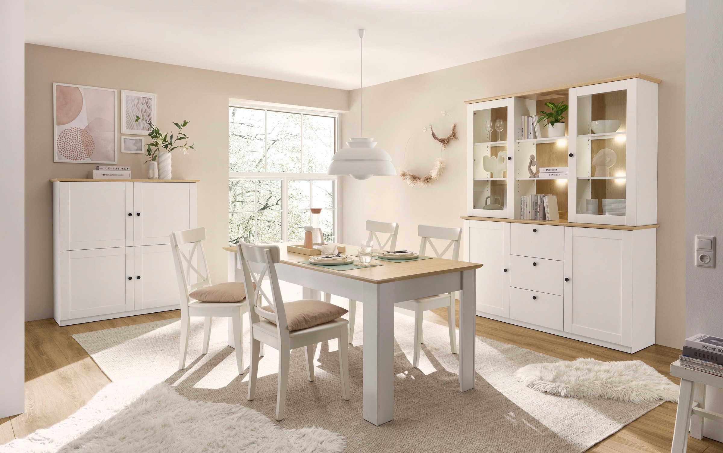 GOODproduct Esstisch »Brest, Tisch im Landhausstil, Wohnzimmertisch, Küchentisch« mit Auszugsfunktion, 180 cm ausziehbar auf 240 cm, Einlegeplatte