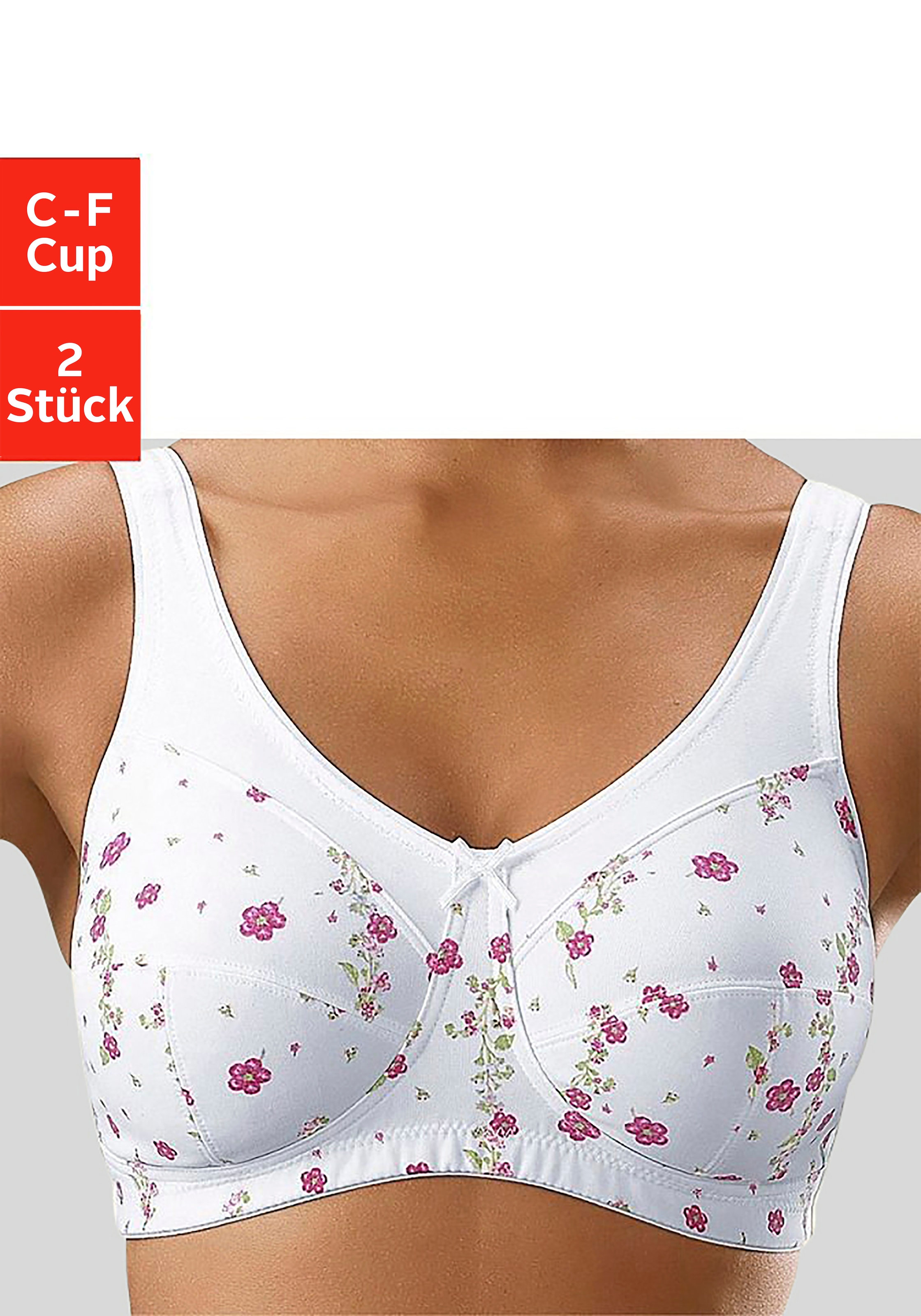 Image of petite fleur Entlastungs-BH Packung, 2 Stück, ohne Bügel, mit breiteren Trägern– ideal für grosse Grössen