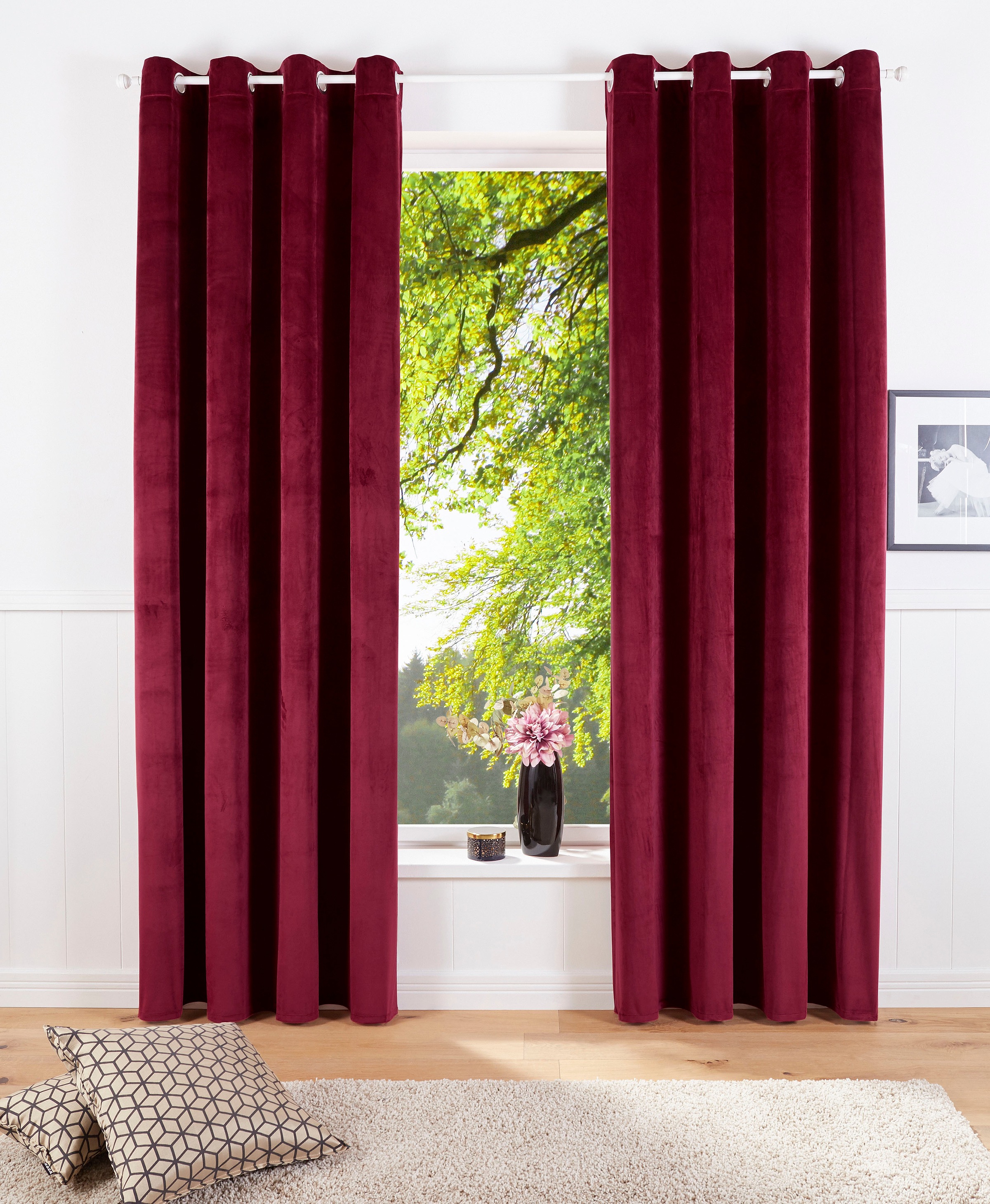 Image of GOODproduct Vorhang "Velvet Uni" Ösen 2 Stk. tlg. Blickdichter Samt, 2-er Set, edel, Gardine, multifunktional