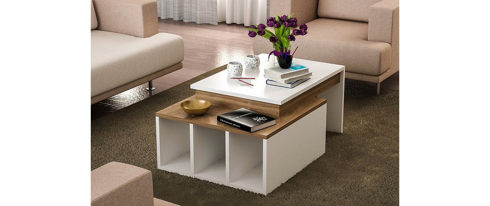 WOODY FASHION Beistelltisch »Kolarado 90 x 37,4 x 60 cm, Nature/Weiss«