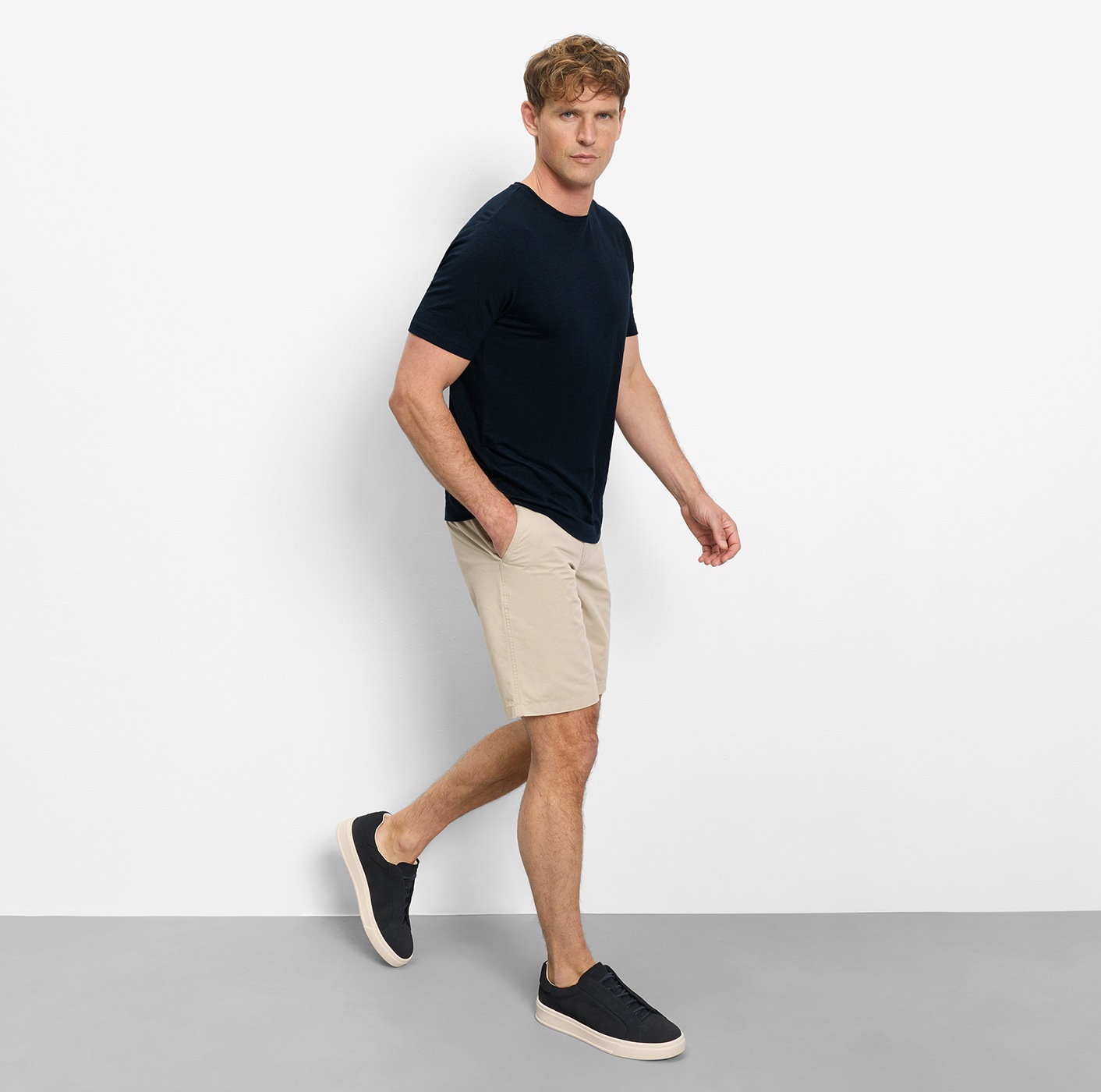 OLYMP Shirt à col rond aus Leinen