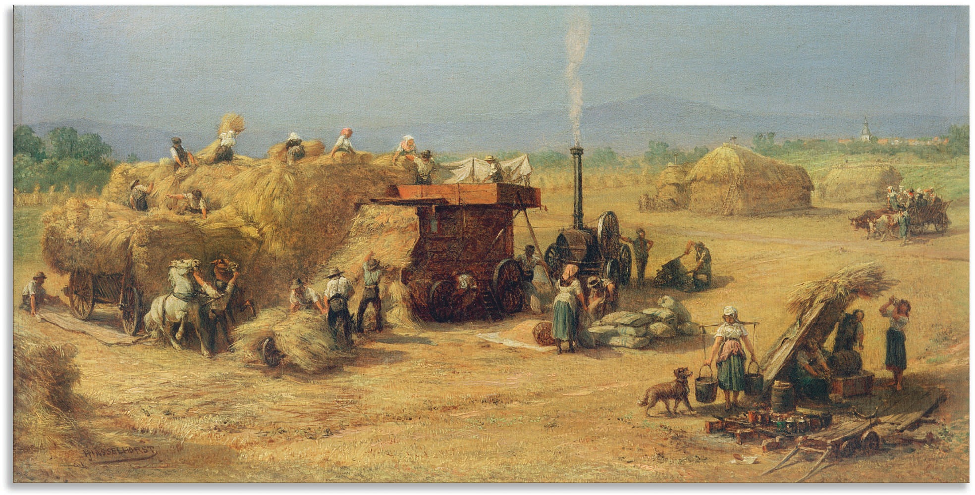 Image of Artland Wandbild »Ernte bei Praunheim«, Bilder von Berufen, (1 St.), in vielen Grössen & Produktarten - Alubild / Outdoorbild für den Aussenbereich, Leinwandbild, Poster, Wandaufkleber / Wandtattoo auch für Badezimmer geeignet bei Ackermann Versand Schwei
