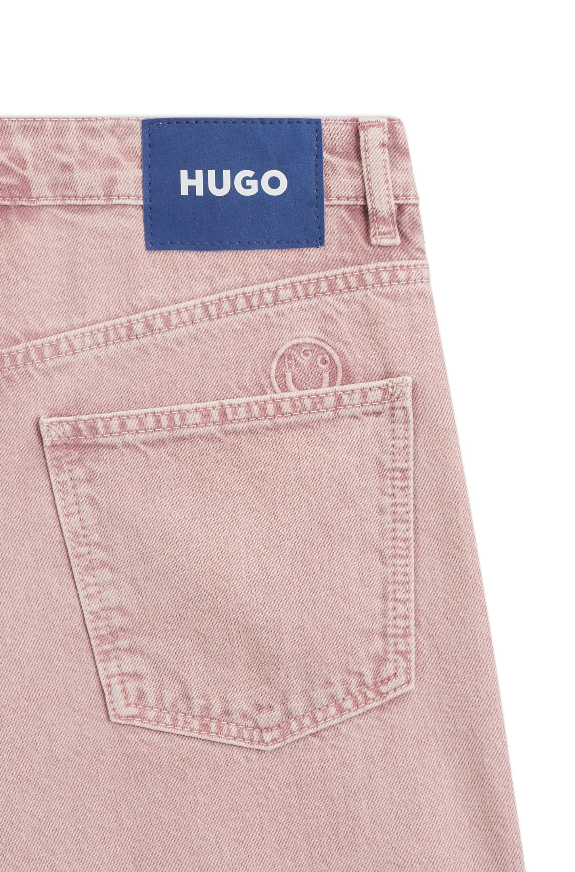 HUGO Blue Loose-fit-Jeans »Gamala« mit ausgefranstem Saum, Baggy-Fit