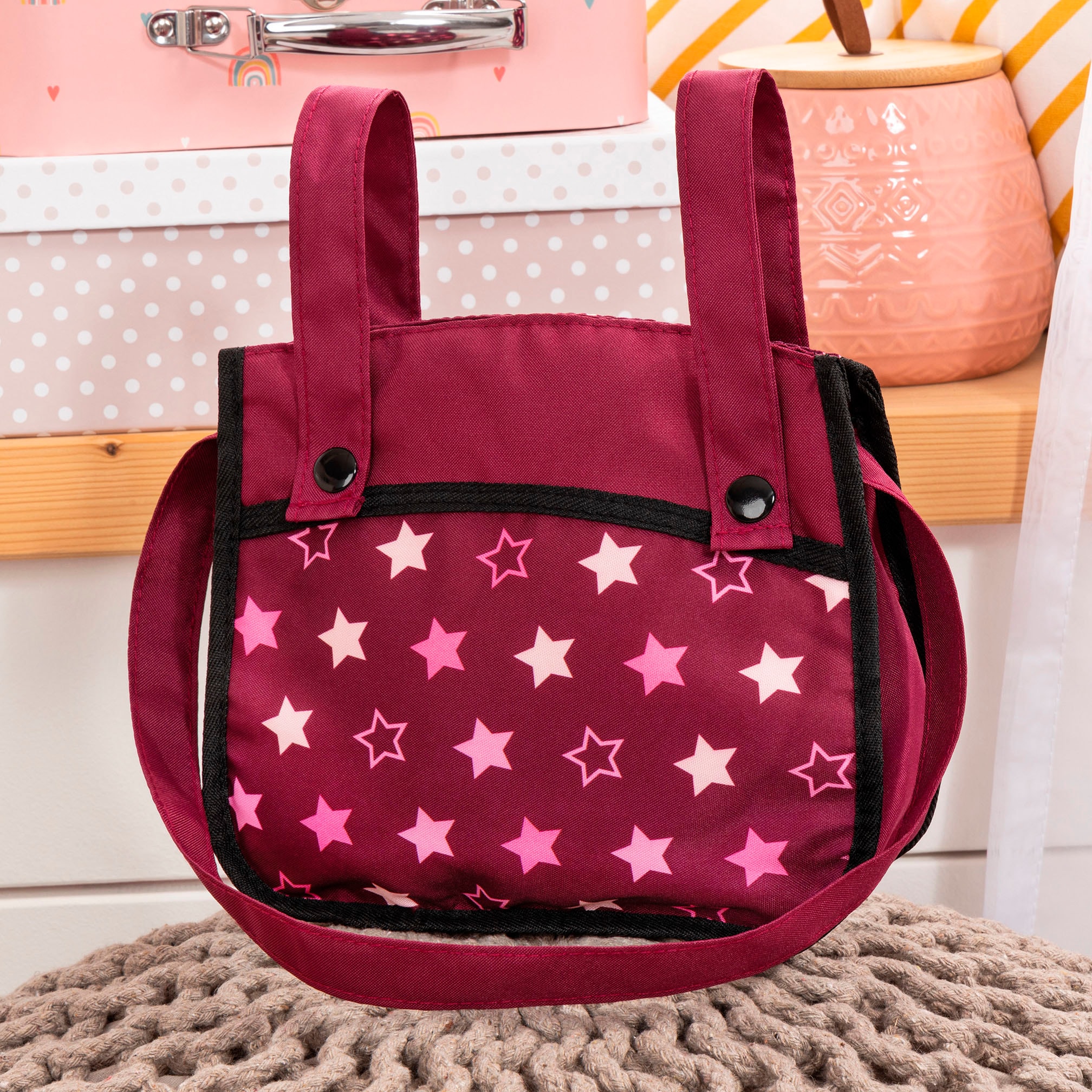 Bayer Puppen-Zwillingsbuggy »Xeo Twin bordeaux« mit Wickeltasche