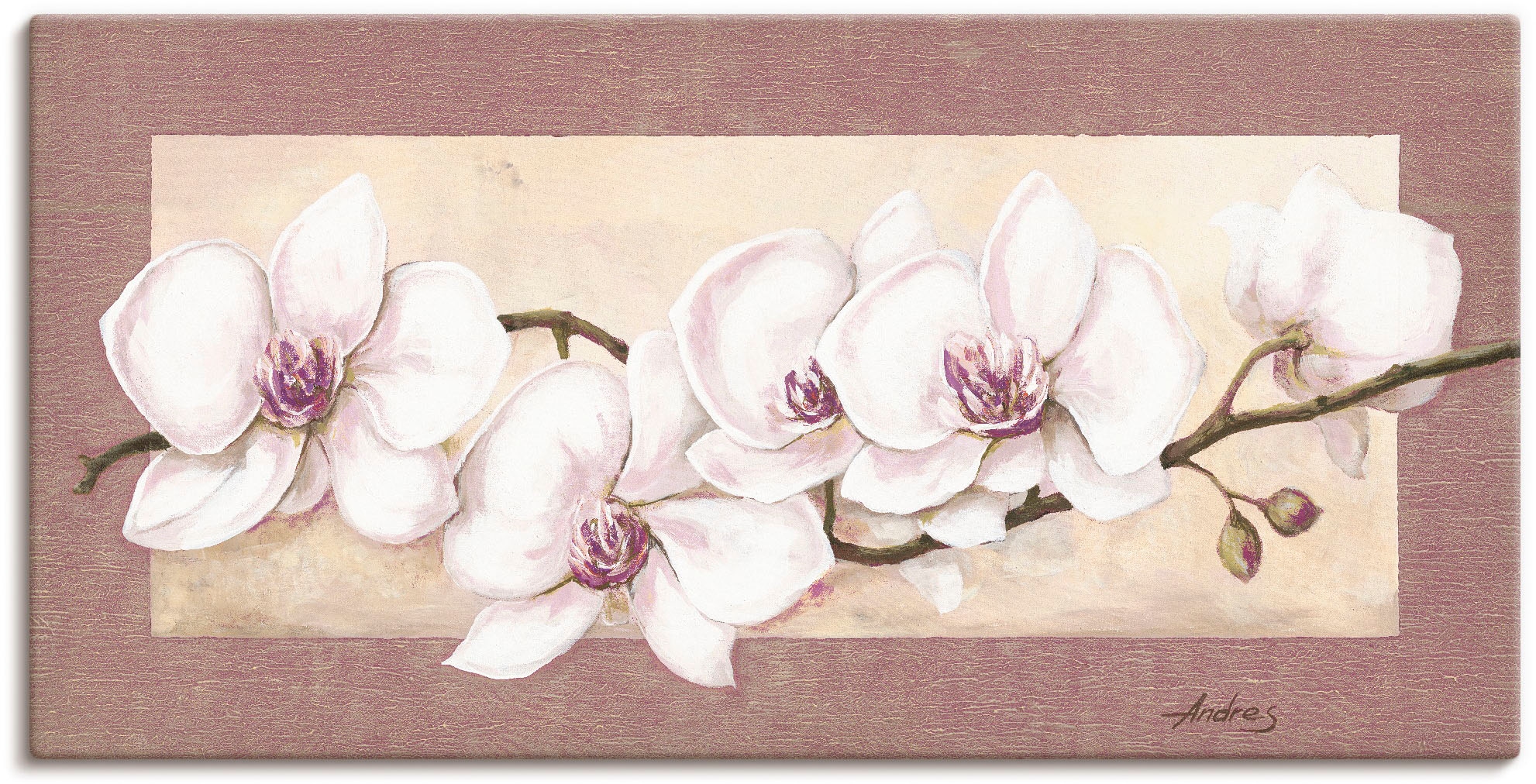 Image of Artland Leinwandbild "Orchideenzweig in Beerentönen" Blumen 1 Stk. tlg. auf Holzrahmen gespannt
