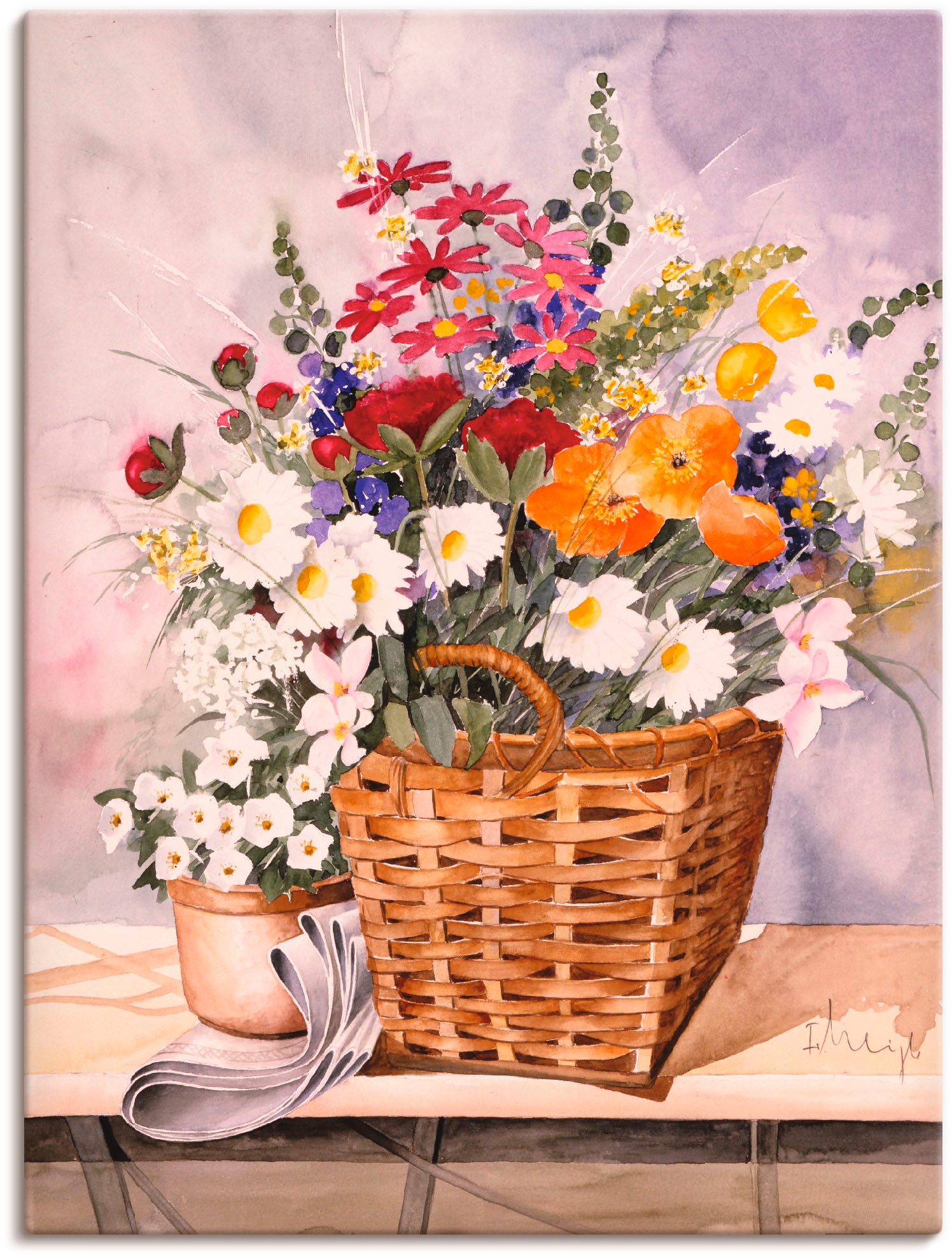 Image of Artland Leinwandbild "Stillleben mit Kürbissen" Blumen 1 Stk. tlg. auf Holzrahmen gespannt
