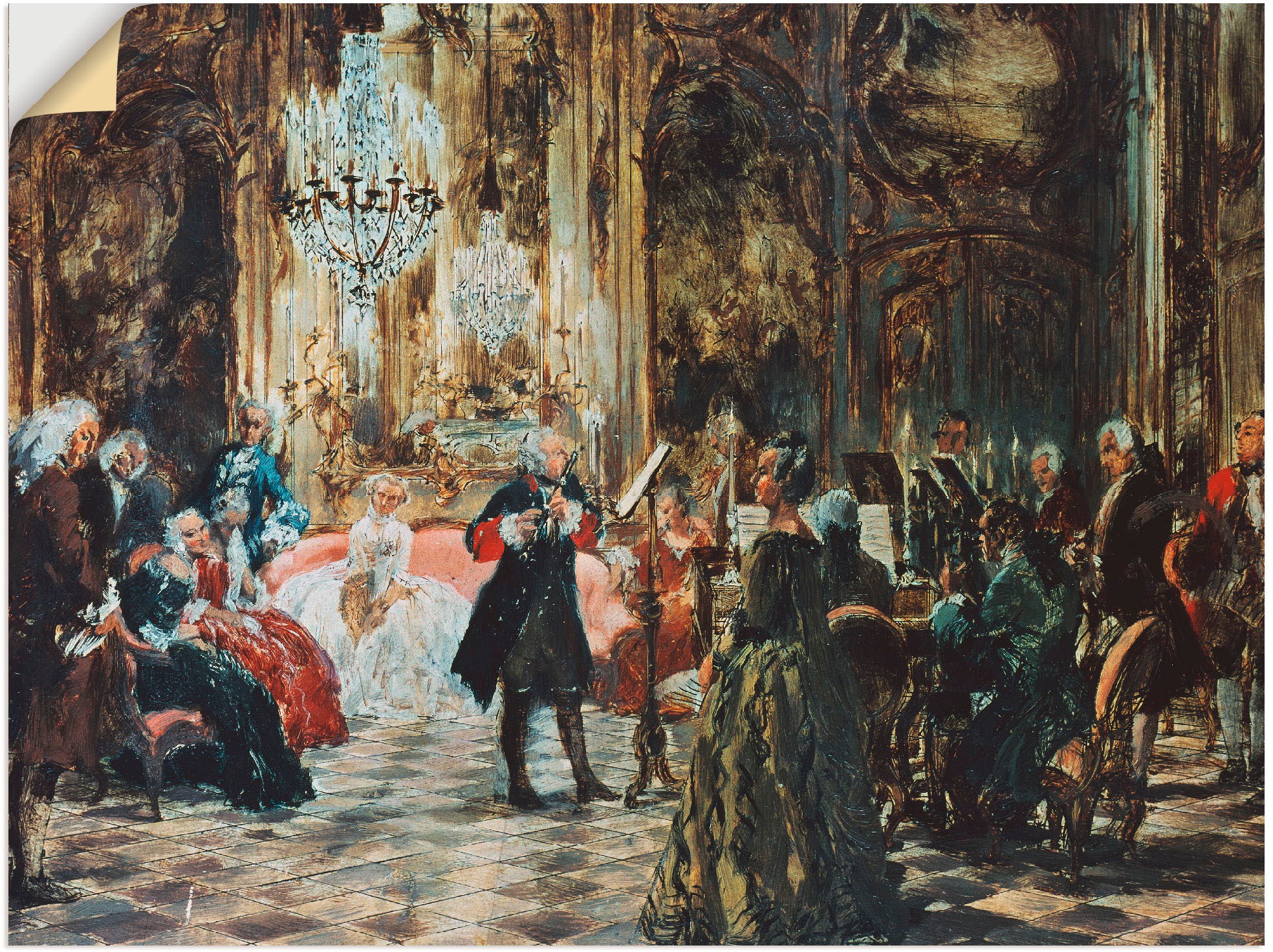 Image of Artland Wandbild »Flötenkonzert Friedrich des Grossen.«, Orchester & Bands, (1 St.), in vielen Grössen & Produktarten -Leinwandbild, Poster, Wandaufkleber / Wandtattoo auch für Badezimmer geeignet bei Ackermann Versand Schweiz