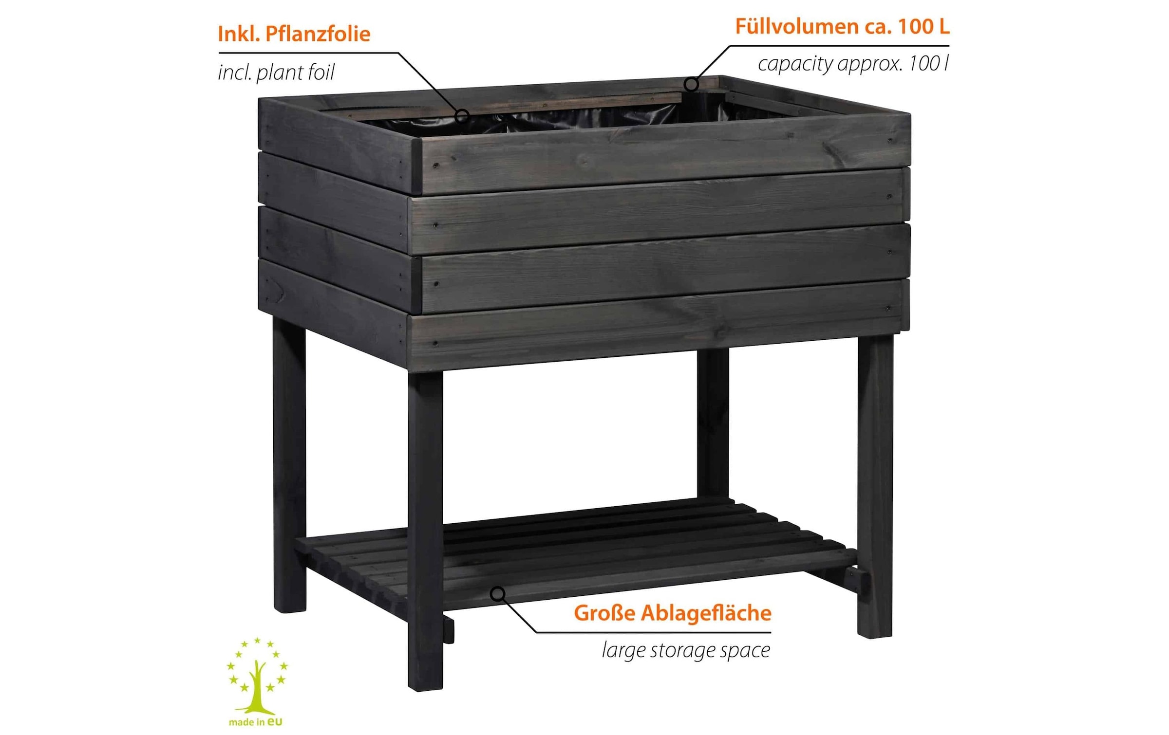 dobar Hochbeet »Kubus 2.0 mit Ablage und Pflanzfolie«