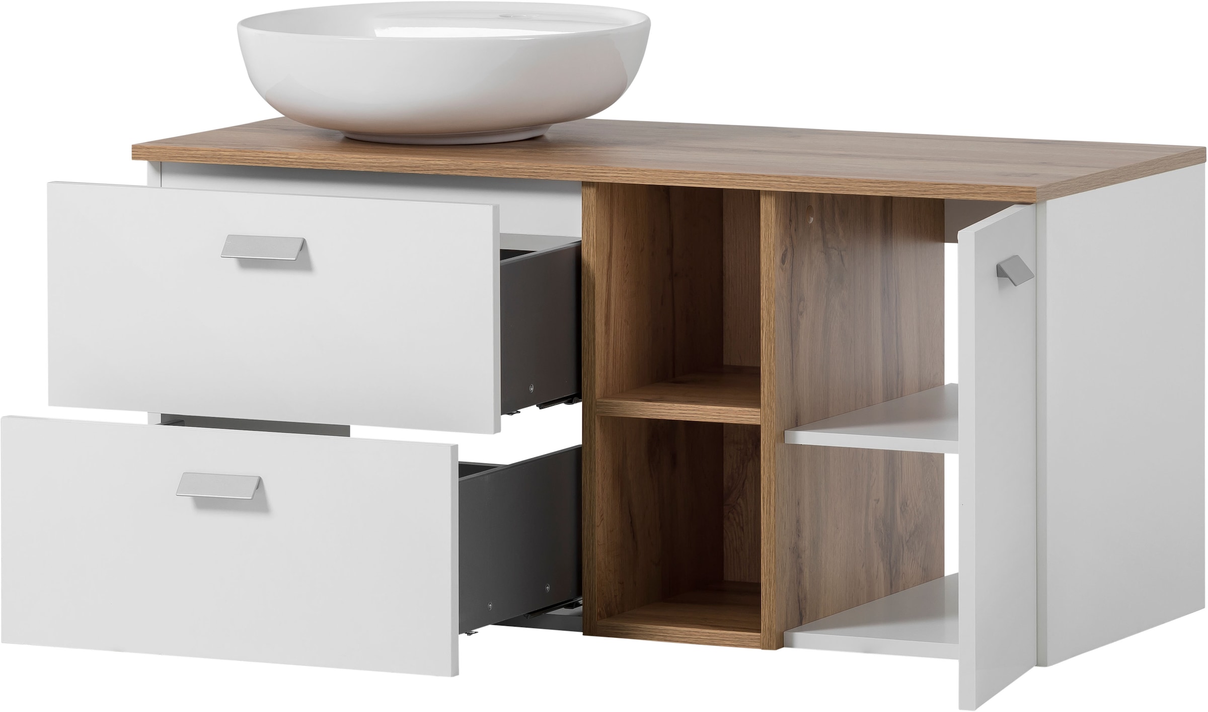 Schildmeyer Table de lavage »Mona« Kreamikbecken, Metallbeschläge, Vollauszüge