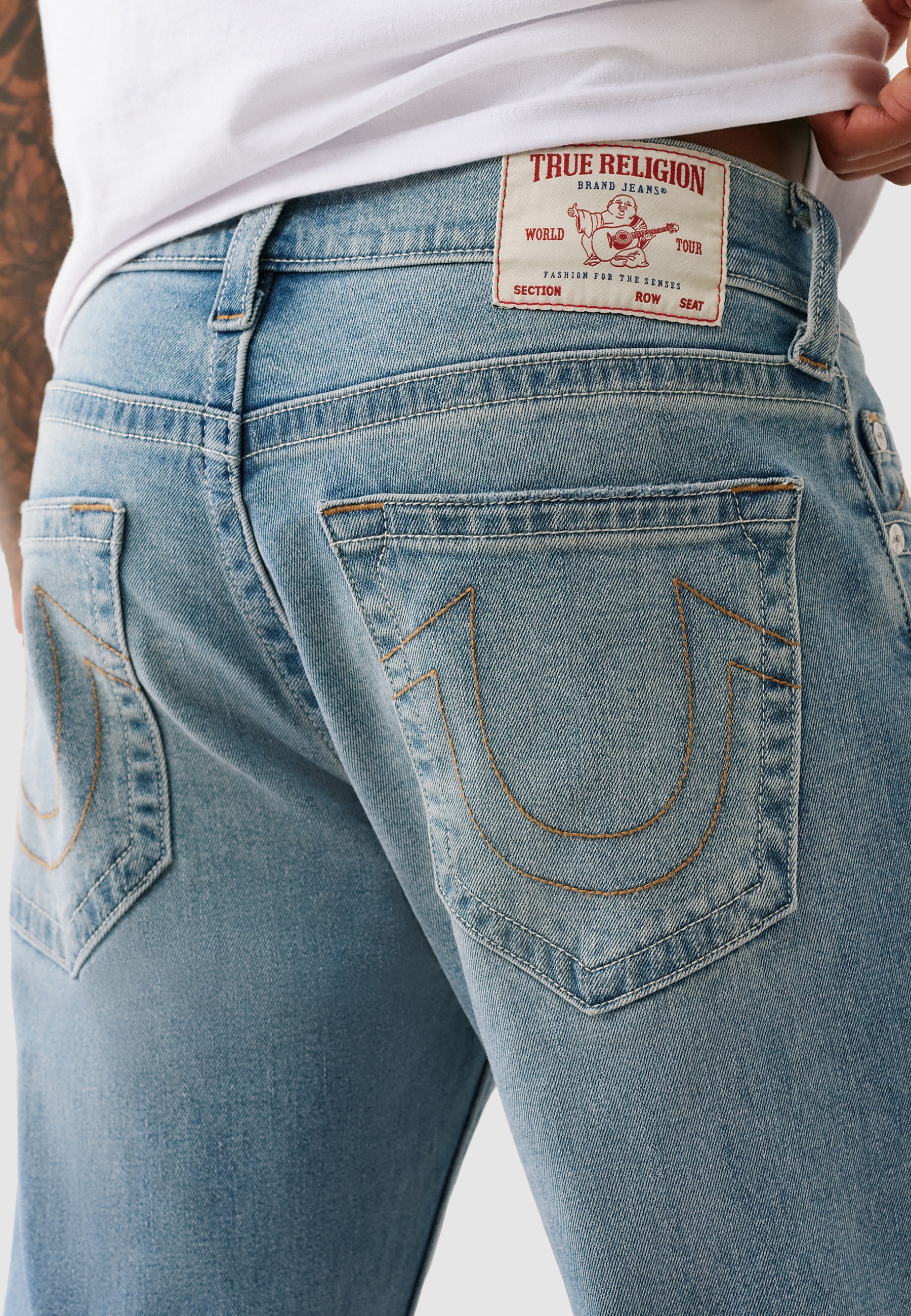 True Religion Jeans taille basse »GENO SN NO FLAP 32 IN« mélange coton, coupe décontractée