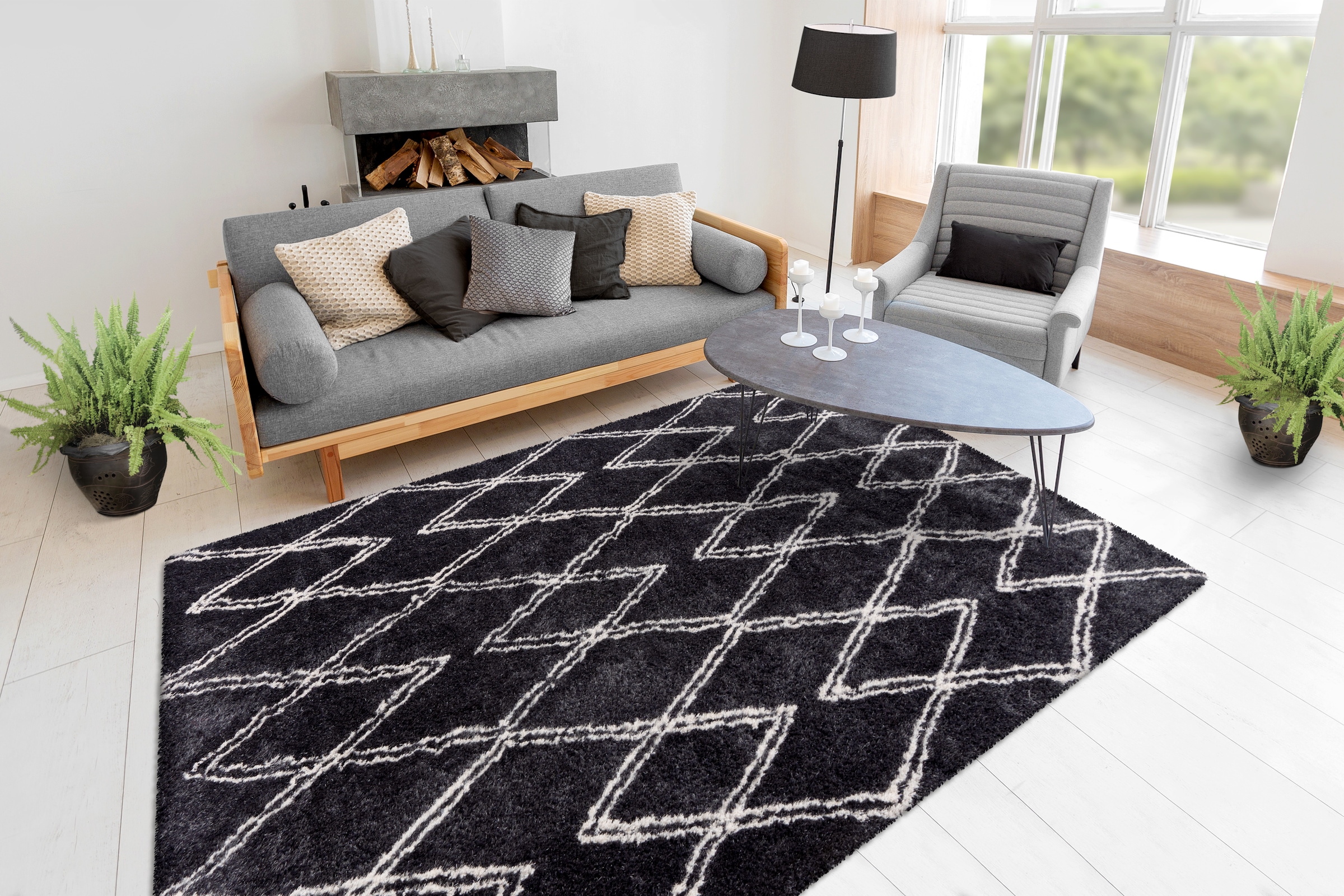 me gusta Teppich »Orlando 325«, rechteckig, 27 mm Höhe, Weicher Hochflorteppich, dezent gestaltet,Fussbodenheizung geeignet