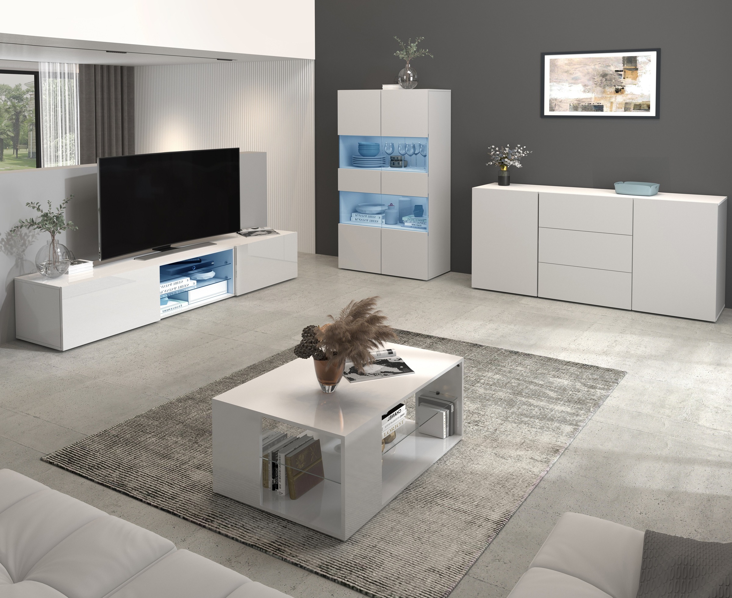INOSIGN Sideboard »Egypt, Kommode, Schrank, Kredenz, grifflos«, 2 Türen, 3 Schubkästen, kompl. Hochglanz lackiert Breite 160