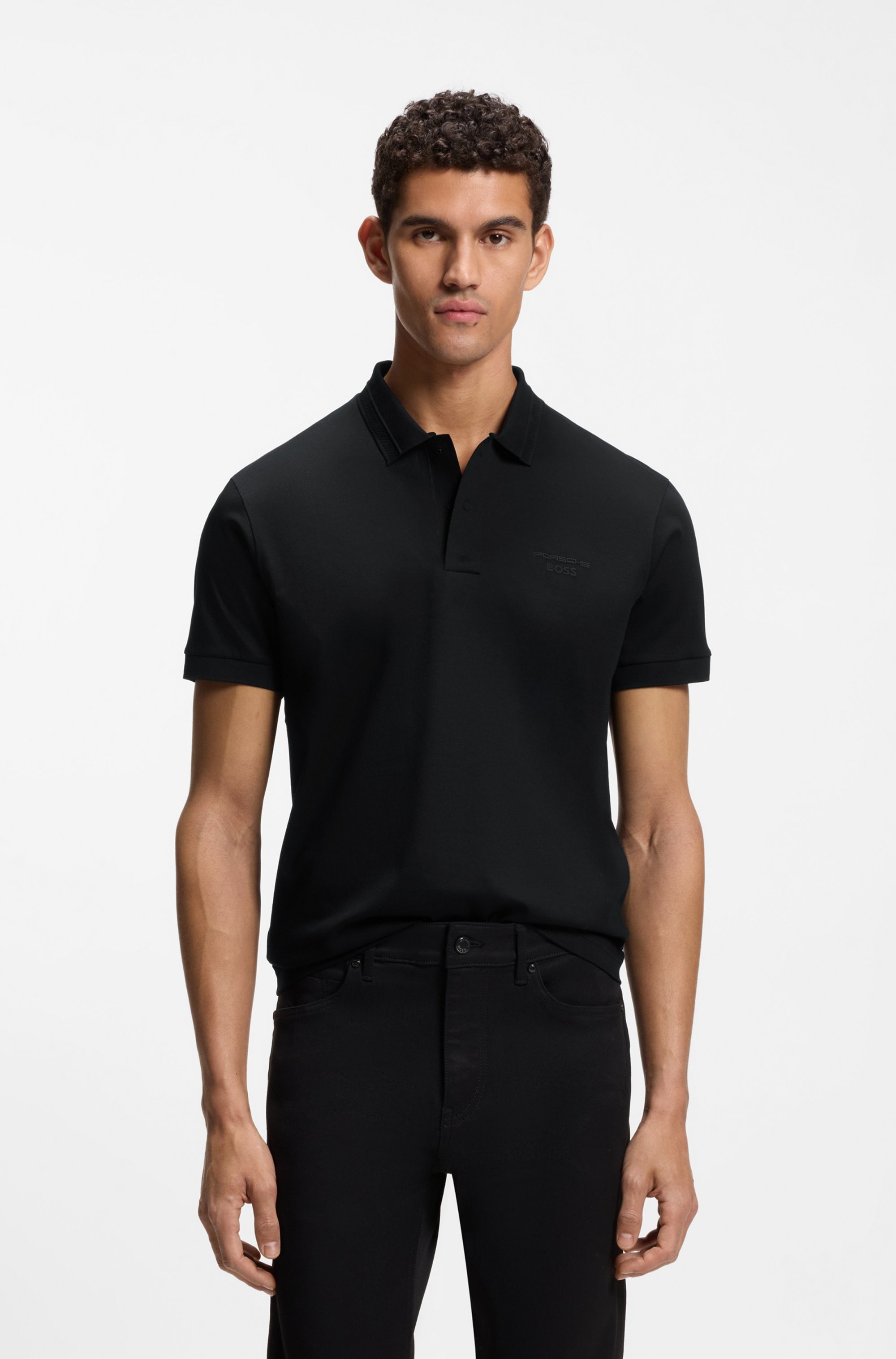 Image of BOSS GREEN Poloshirt "Porsche Spirit 70 Capsule Collection" Premium Herrenmode Innovative Geruchskontroll-Technologie HEIQ MINT