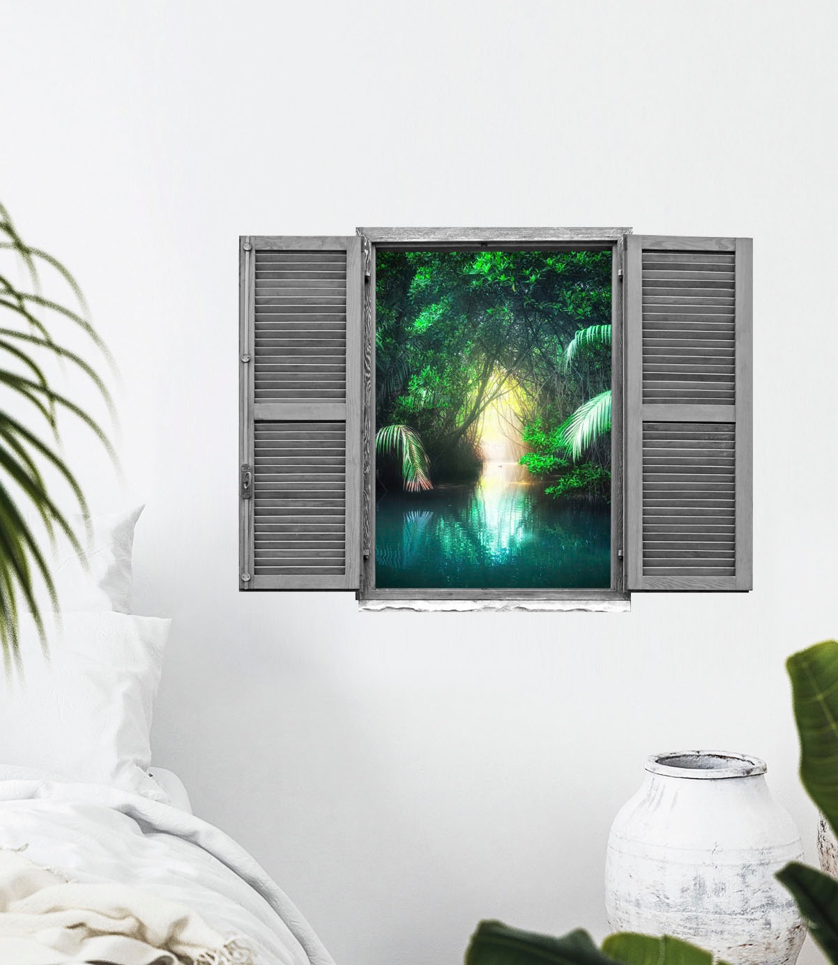 queence Wandtattoo »Tropische Palmen« Wandsticker, Wandbild, selbstklebend, 3D, Fenster