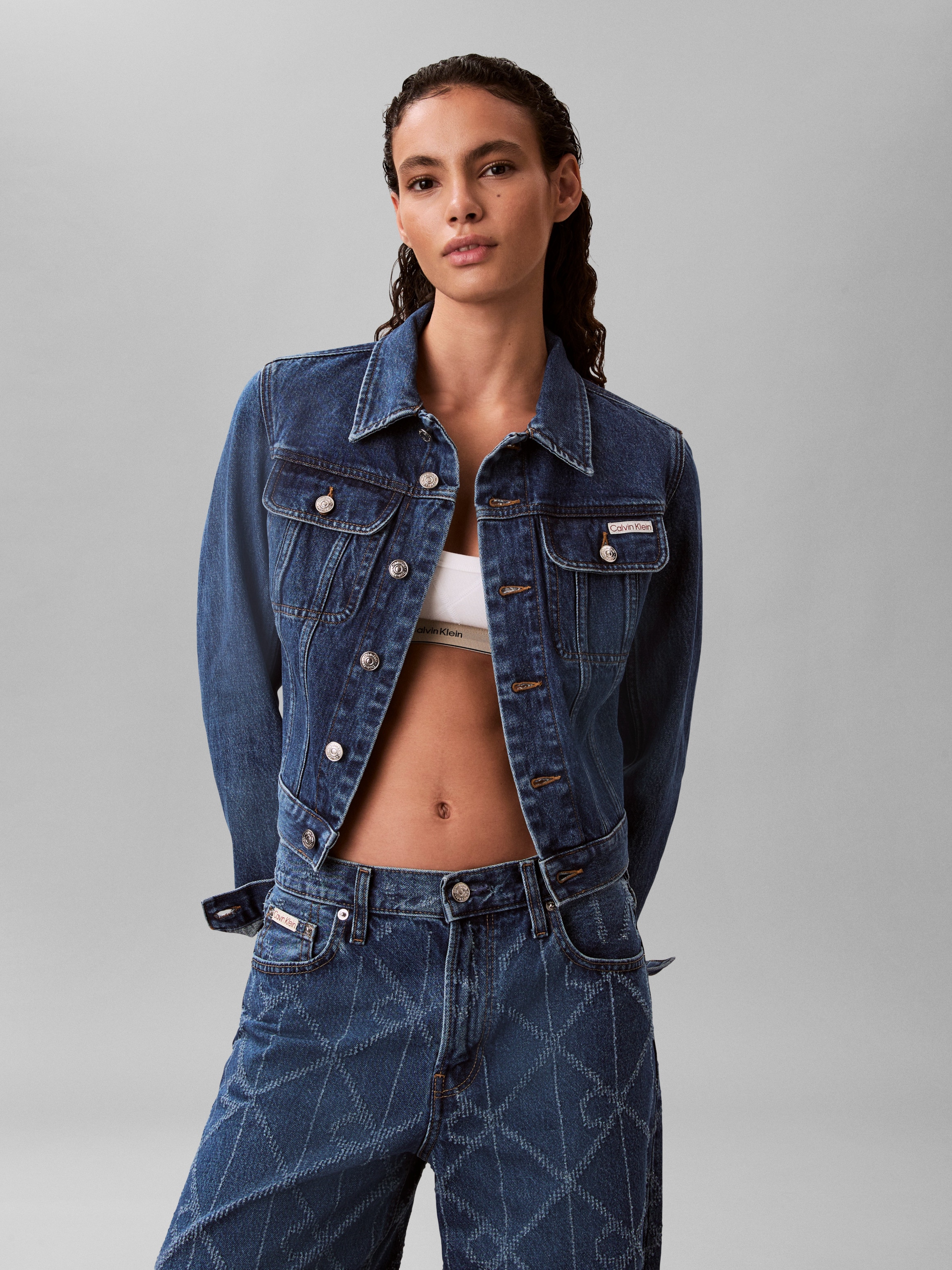 Image of Calvin Klein Jeans Jeansjacke ohne Kapuze Regular fit mit Umlegekragen