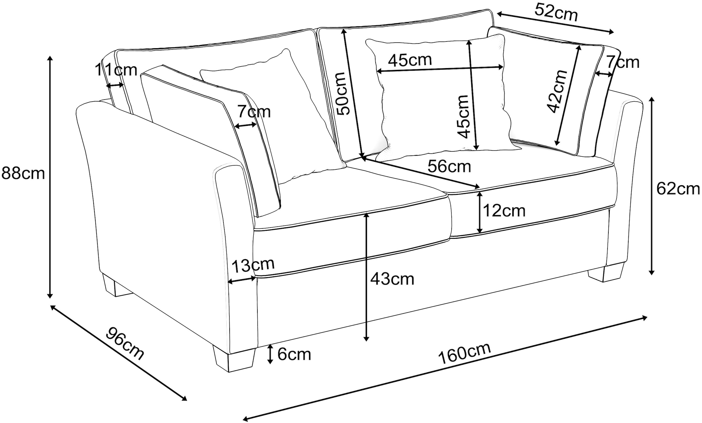 Home affaire 2-Sitzer »CALIFORNIA«, maritimer Landhausstil, in 3 Breiten, mit Holzfüssen Weiss lackiert