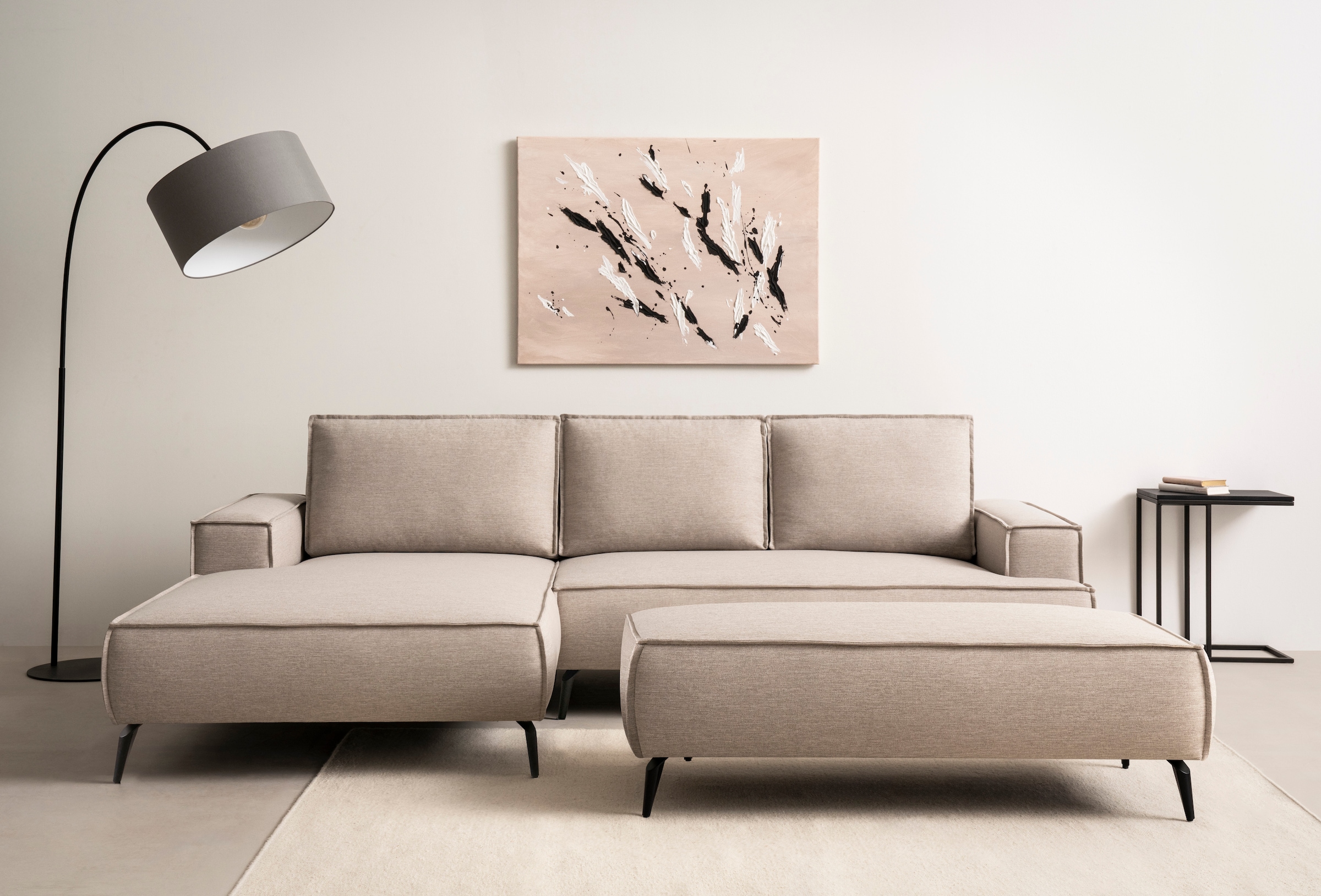 Home affaire Sitzgruppe »TVINNU, Polsterecke L-Form, Schlaffunktion, mit Hocker« Set, 2 Stk. tlg. Set, stellbar zum Schlafsofa (Krokodilverbinder)