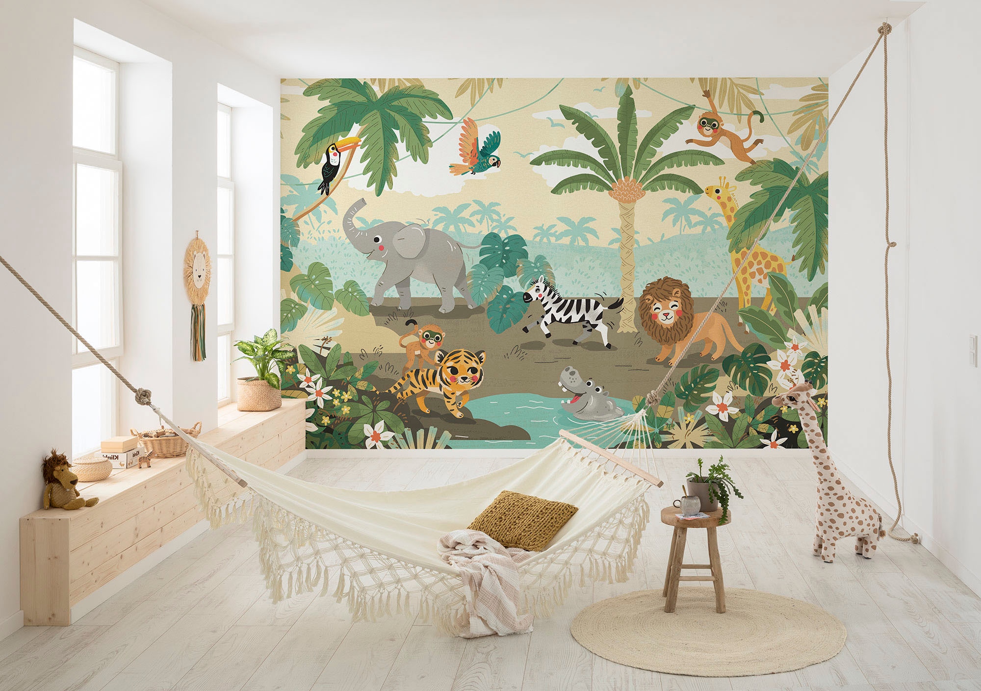 Image of Komar Fototapete "Digitaldruck Vlies - Baby Safari - Grösse 350 x 250 cm" bedruckt glatt Wohnzimmer, Schlafzimmer