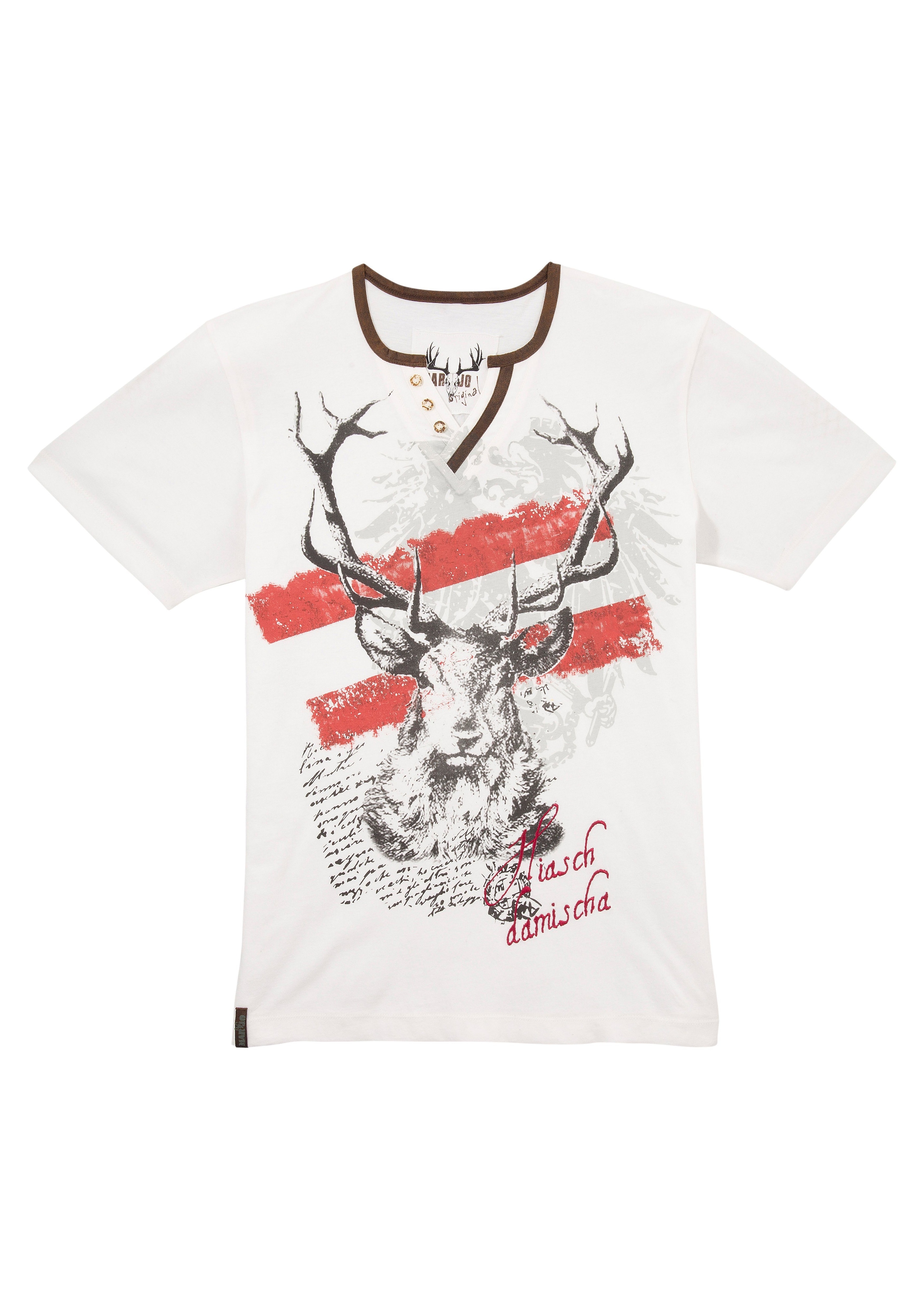 Trachtenshirt Herren mit Hirschmotiv und Österreich Wappen