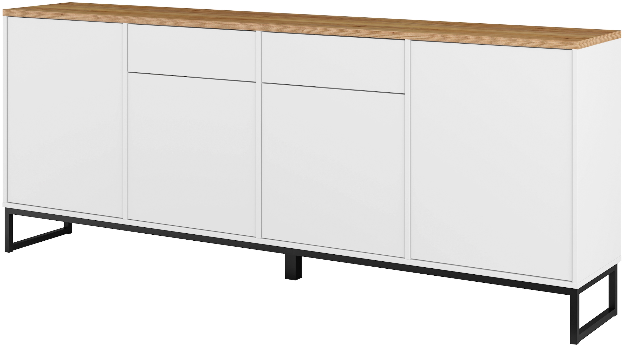 Home affaire Buffet »Alto, Breite 208,5 cm, grifflose Kommode 4 Türen/2 Schubkästen.« Schubladenschrank mit viel Stauraum, Einlegeböden verstellbar