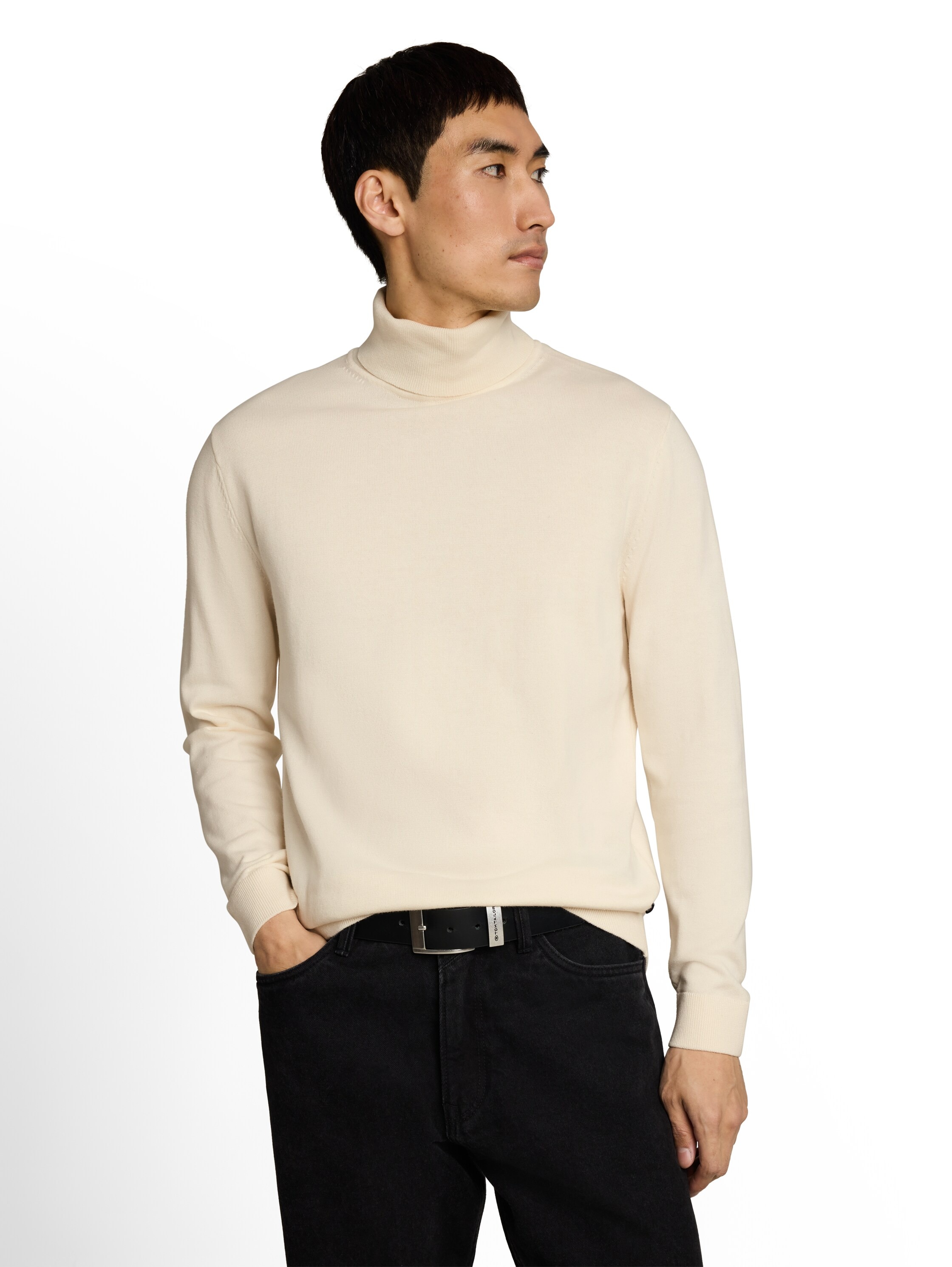 TOM TAILOR Pull à col roulé design tricoté
