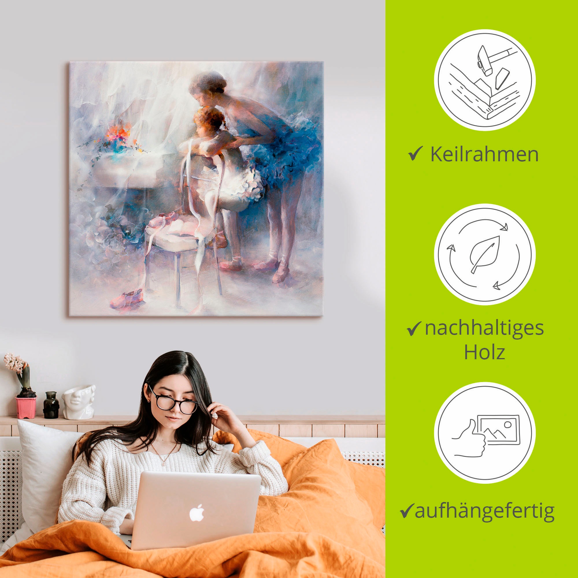 Artland Wandbild »Ballett« Sport 1 Stk. tlg. auf Holzrahmen gespannt