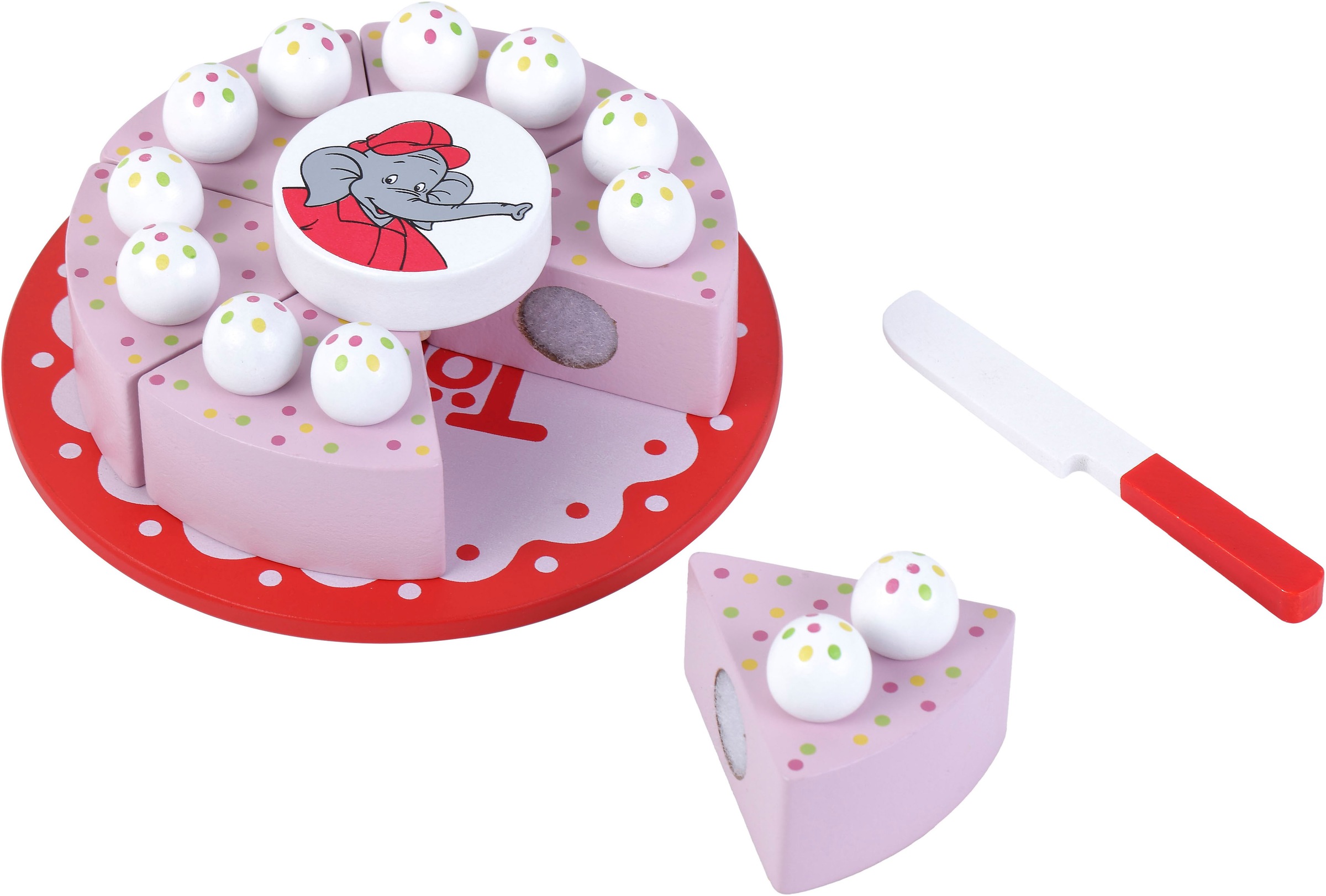 Tanner Spiellebensmittel "Benjamin Blümchen Torte" zum Schneiden; aus Holz