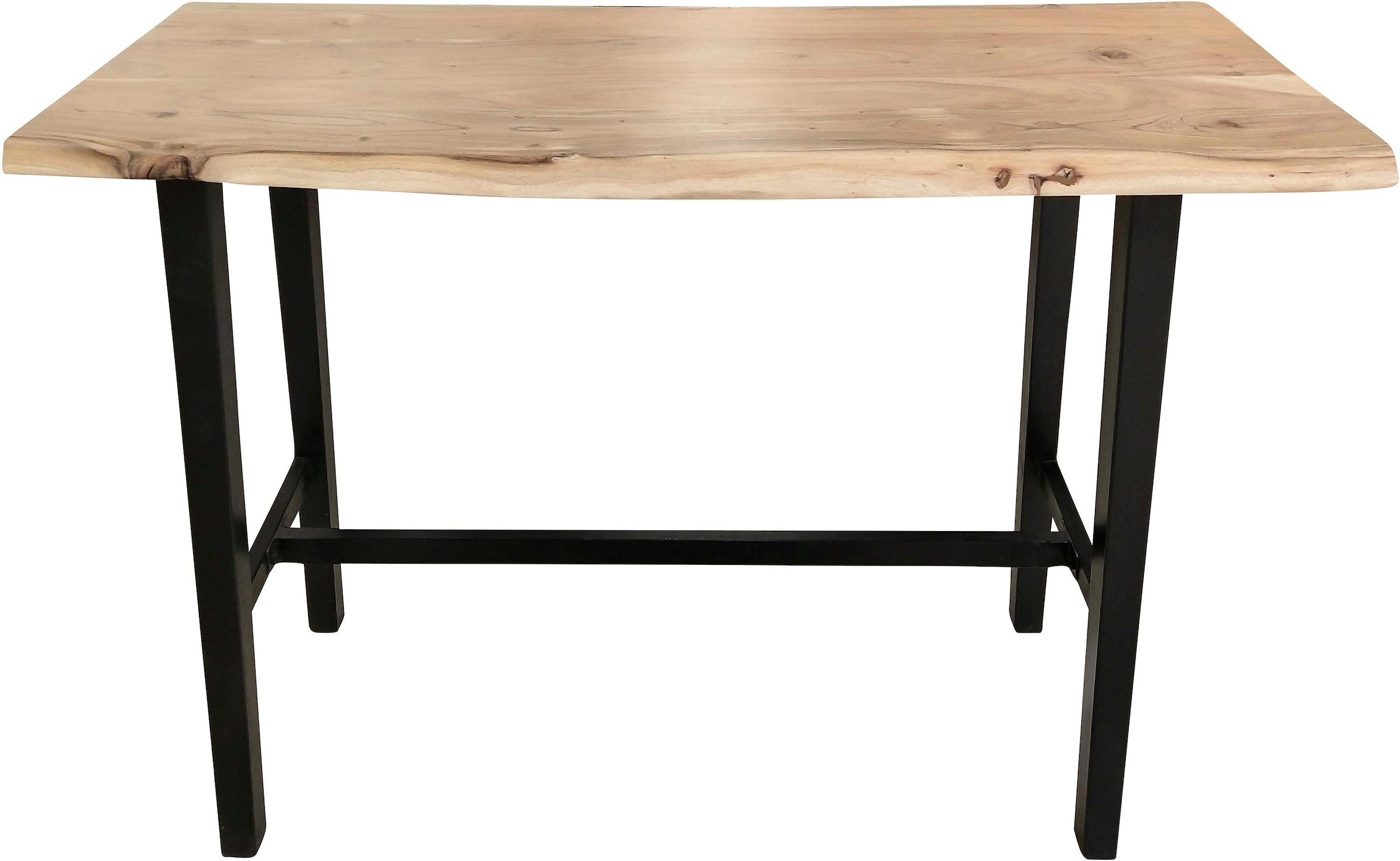 SIT Table de bar »Akazie Baumkante mit Stahlgestell antikschwarz« Bord naturel d'arbre en acacia massif à l'état naturel