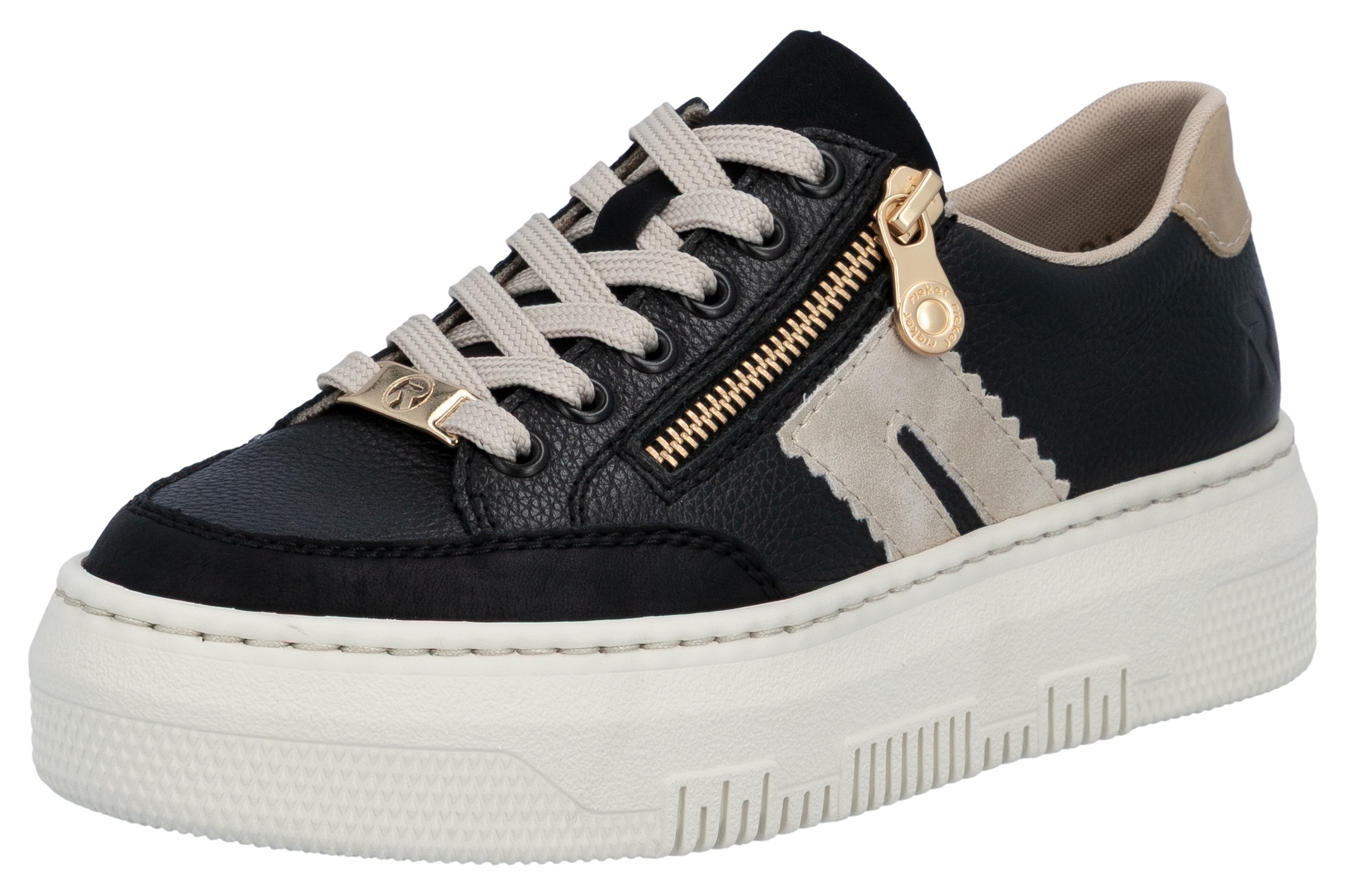 Image of Rieker Plateausneaker Schnürschuh, Halbschuh, Freizeitschuh mit seitlichem Reissverschluss