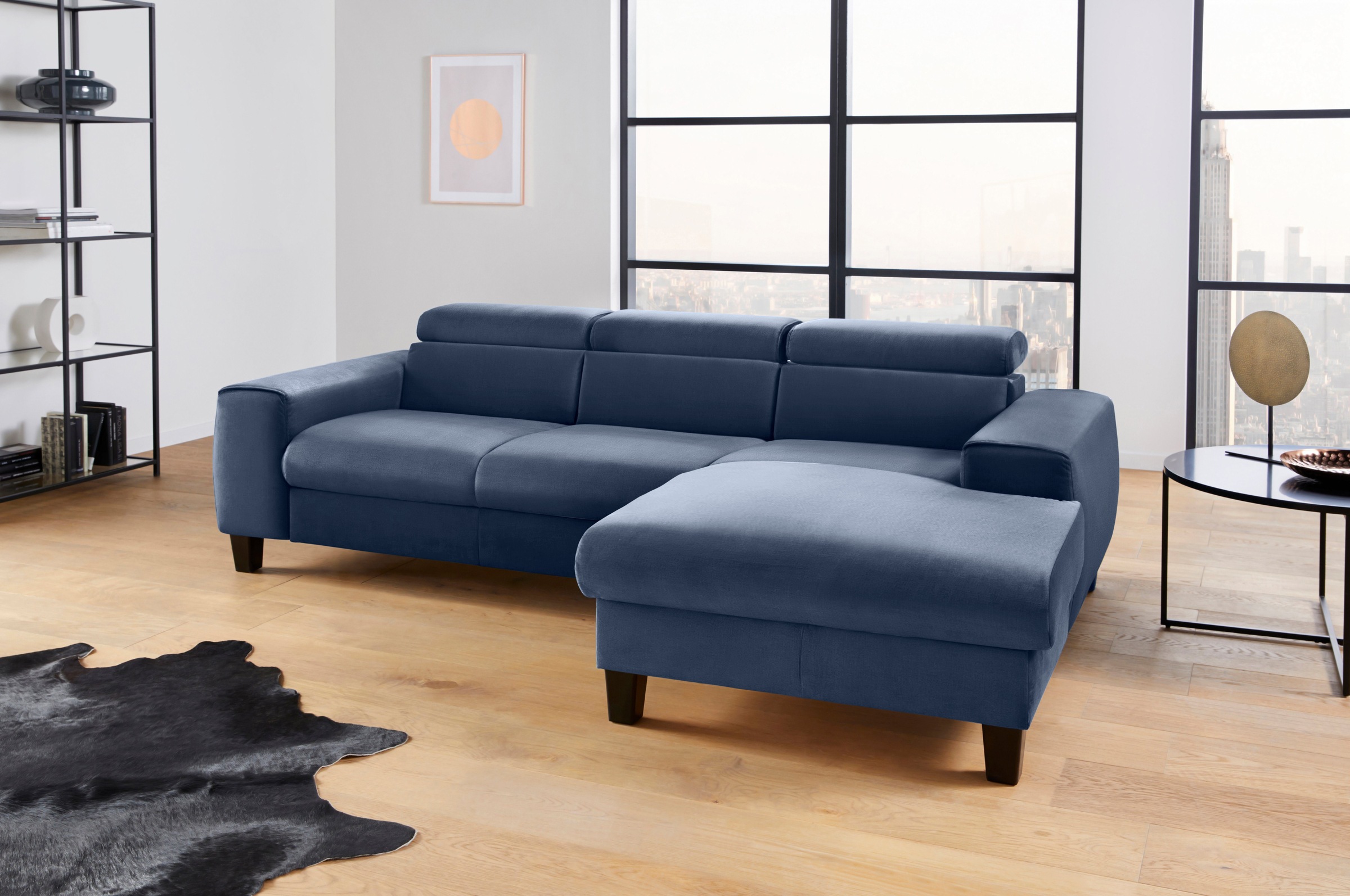 COTTA Polstergarnitur »Morven L-Form«, (Set), Set bestehend aus: Ecksofa mit Kopfteilverstellung & Hocker