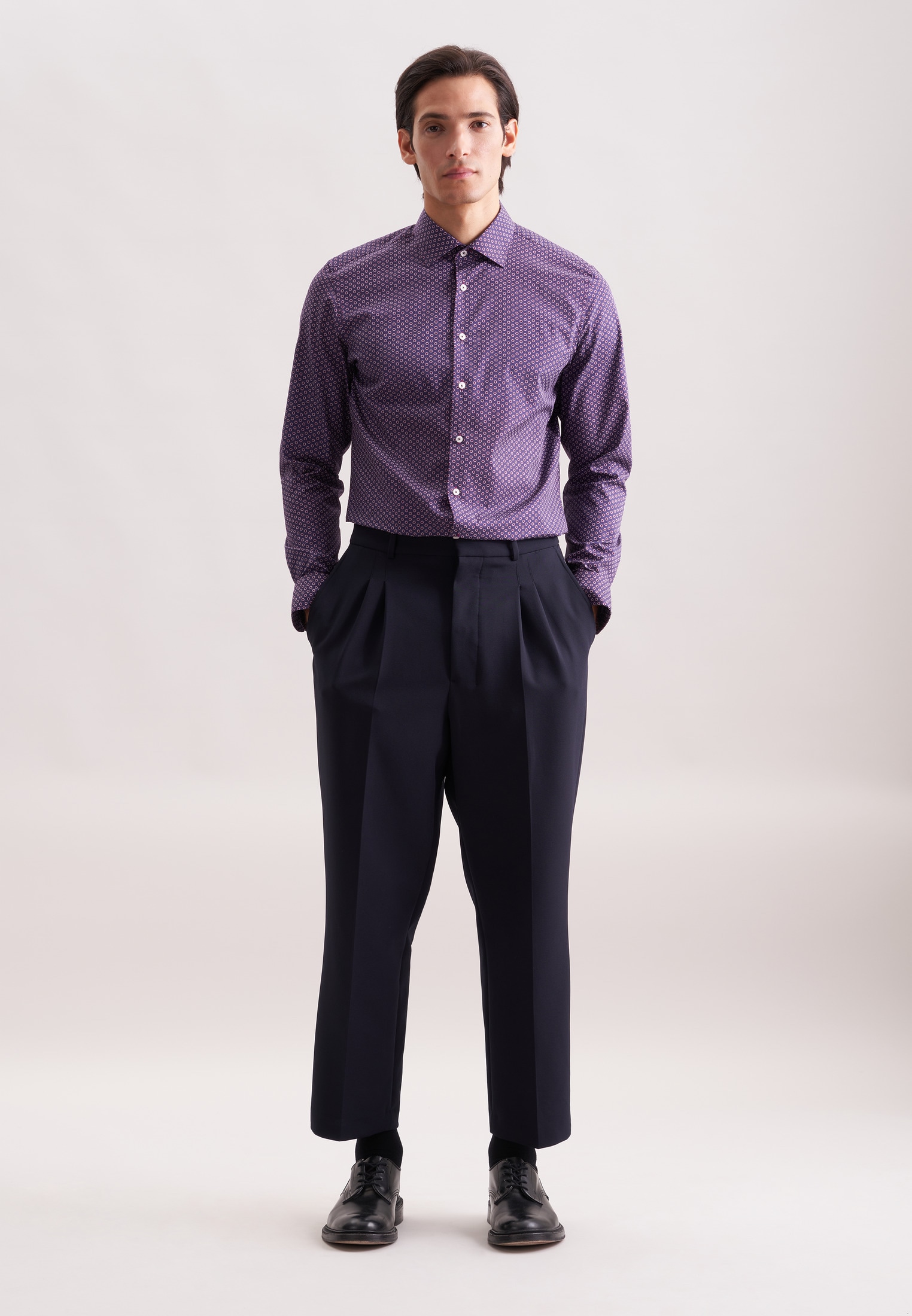 seidensticker Chemise d'affaires »Schwarze Rose« Regular 1/1 Kentkragen Druck