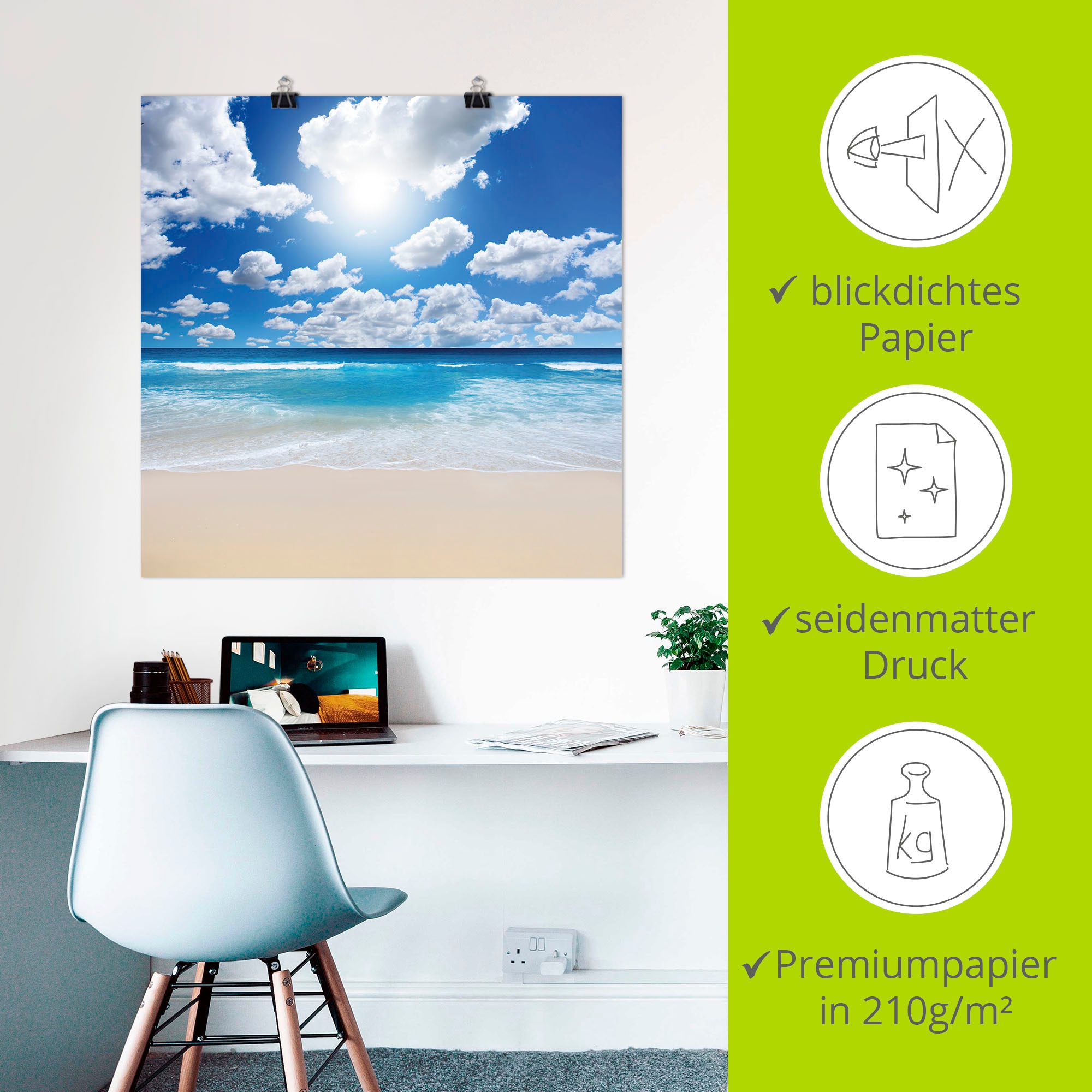 Artland Fresque murale »Grossartige Strandlandschaft« 1 cuis tlg. als Leinwandbild, Poster in verschied. Grössen