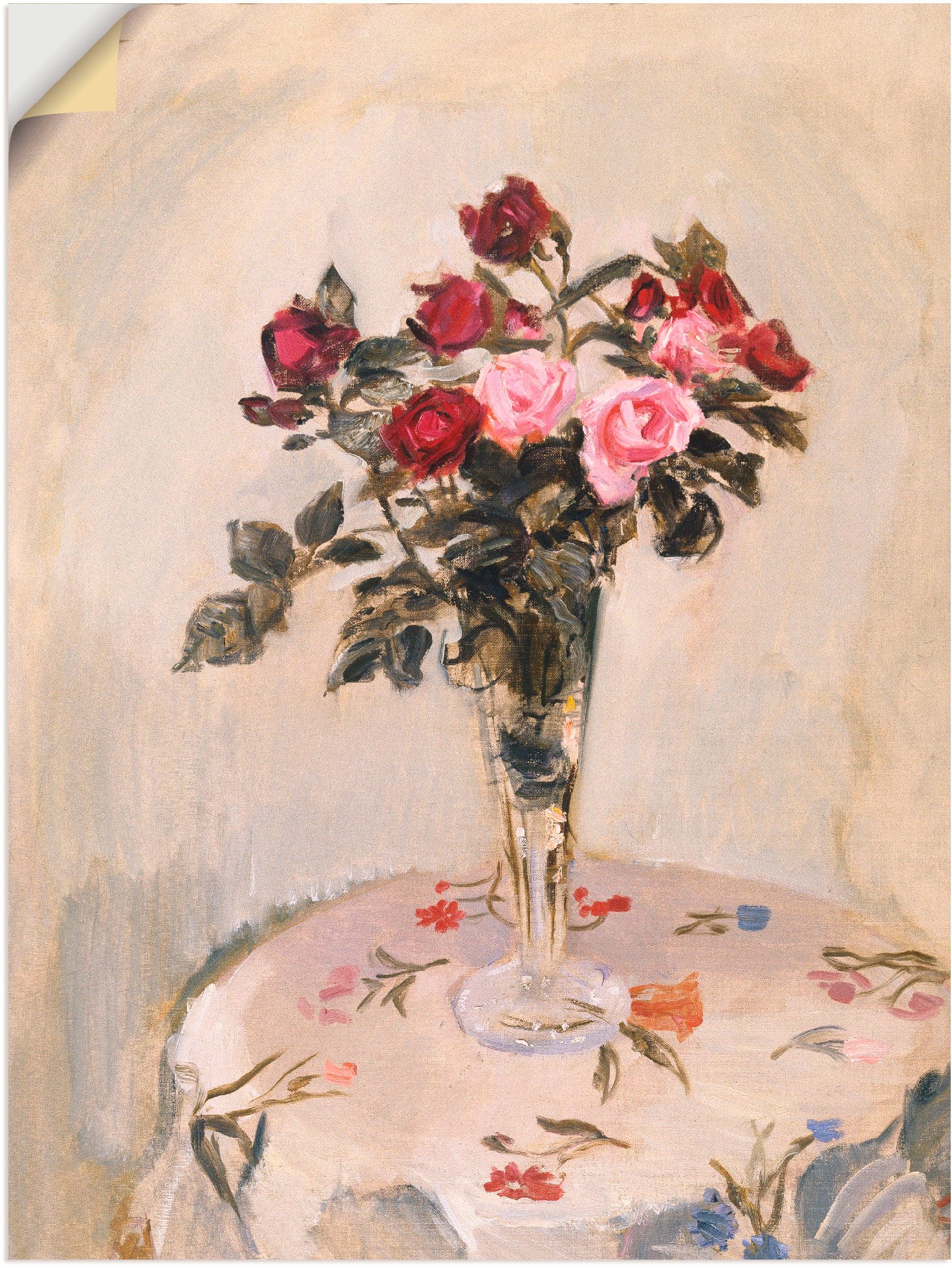 Image of Artland Wandbild »Stillleben mit Rosen. 1904«, Blumen, (1 St.), in vielen Grössen & Produktarten -Leinwandbild, Poster, Wandaufkleber / Wandtattoo auch für Badezimmer geeignet bei Ackermann Versand Schweiz