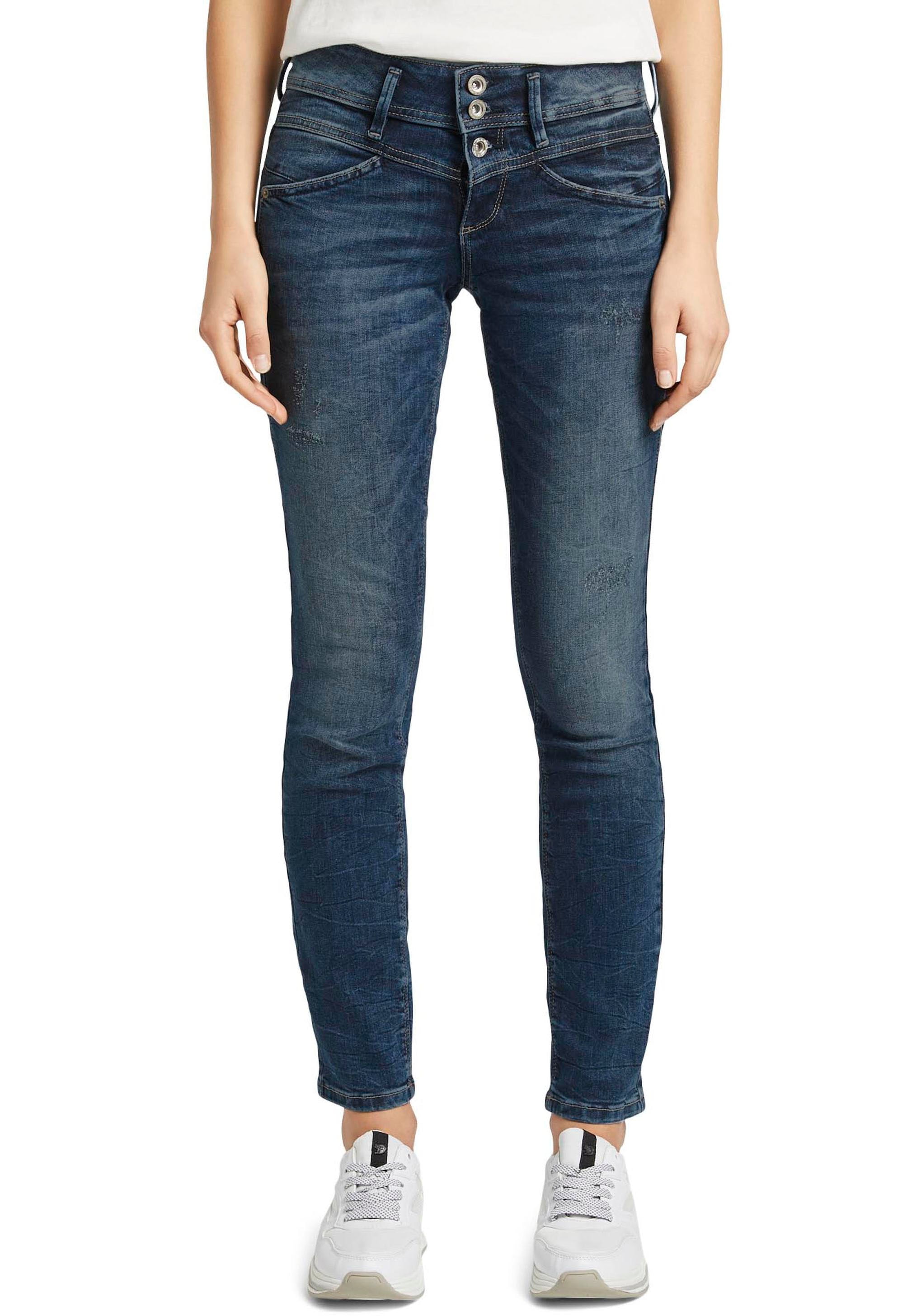TOM TAILOR Slim-fit-Jeans »Alexa Slim«, mit Knopfleiste und dekorativ gesteppter Passe im Sale-Tom Tailor 1