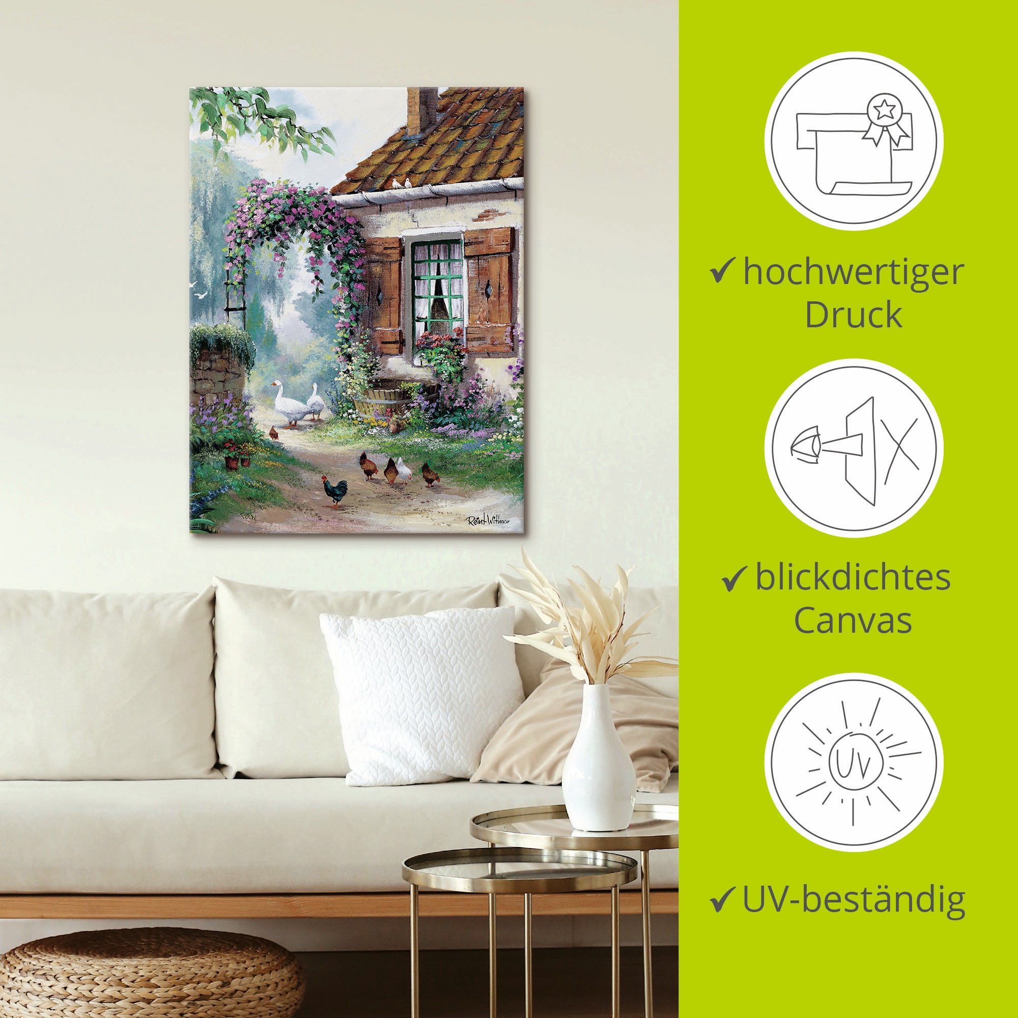 Artland Leinwandbild »Der Bauernhof« Garten 1 Stk. tlg. auf Holzrahmen gespannt