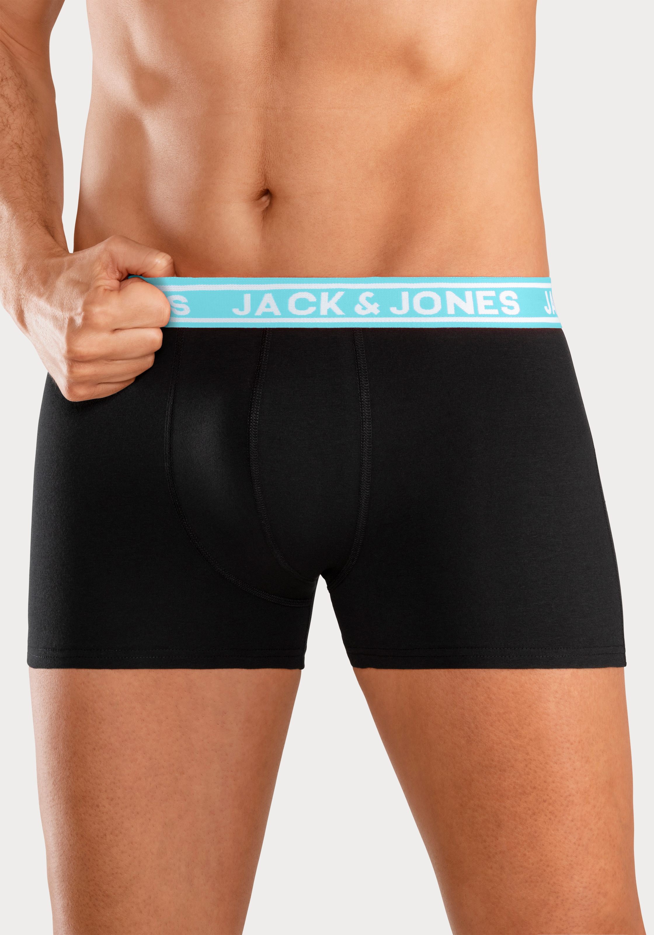 Jack & Jones Trunk »JACCRISP im 6er Pack mit Logobund und Stretchkomfort«, (Packung, 6 St.), unifarben mit Farbeinsatz, modisch, eng anliegend, Baumwollmischung