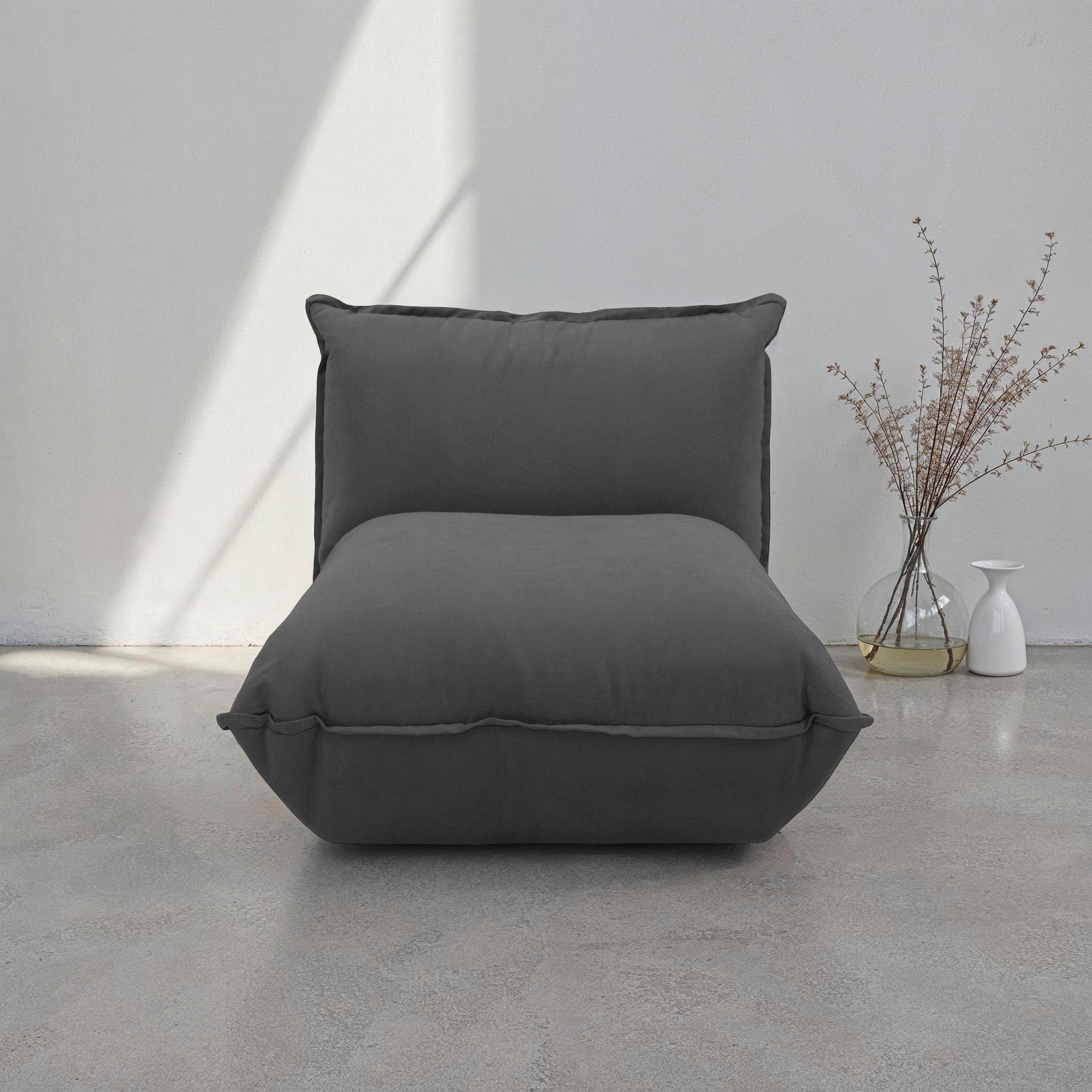 Image of DOMO collection Sessel "Nantes Loungesessel, Wohlfühlsessel mit 360 Drehfunktion" hochwertig gepolstert mit Federkern, Struktur weich, dunkelgrau