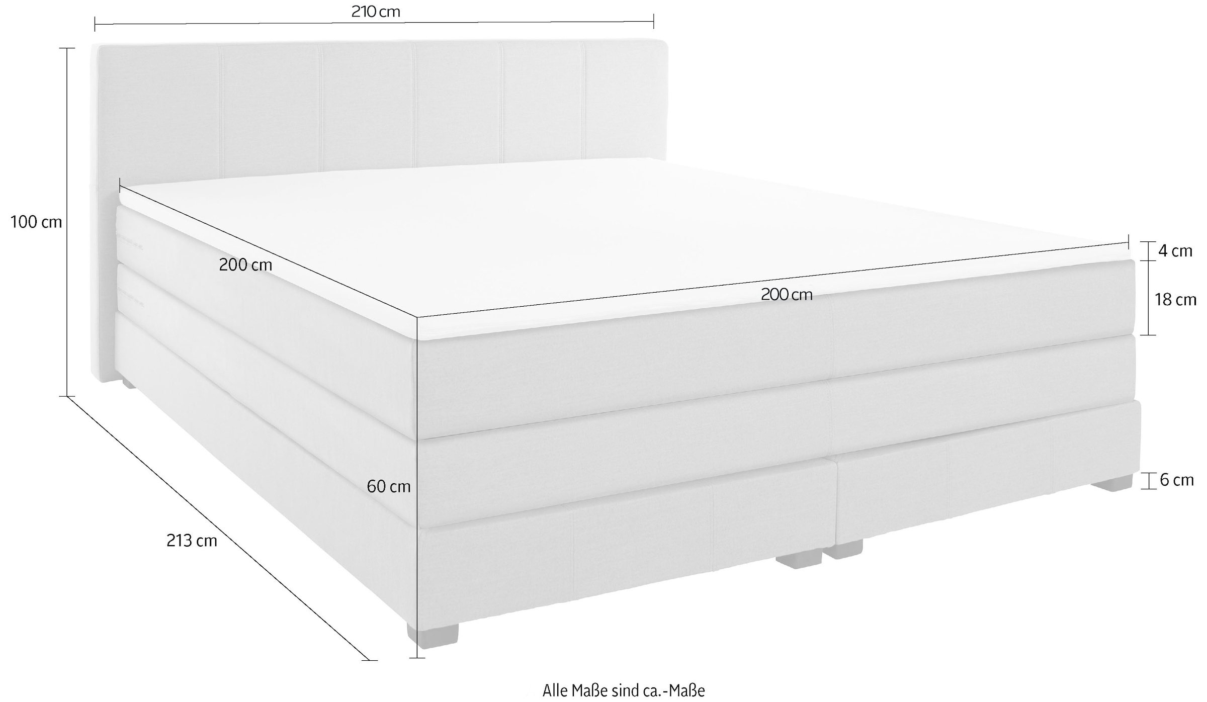 GOODproduct Boxspringbett »Peetu«, Taschenfederkern-Matratze, in 4 Breiten und 4 Farben, incl. Topper