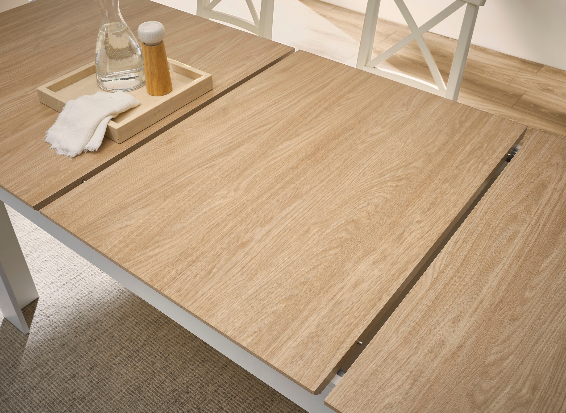 GOODproduct Esstisch »Brest, Tisch im Landhausstil, Wohnzimmertisch, Küchentisch« mit Auszugsfunktion, 180 cm ausziehbar auf 240 cm, Einlegeplatte