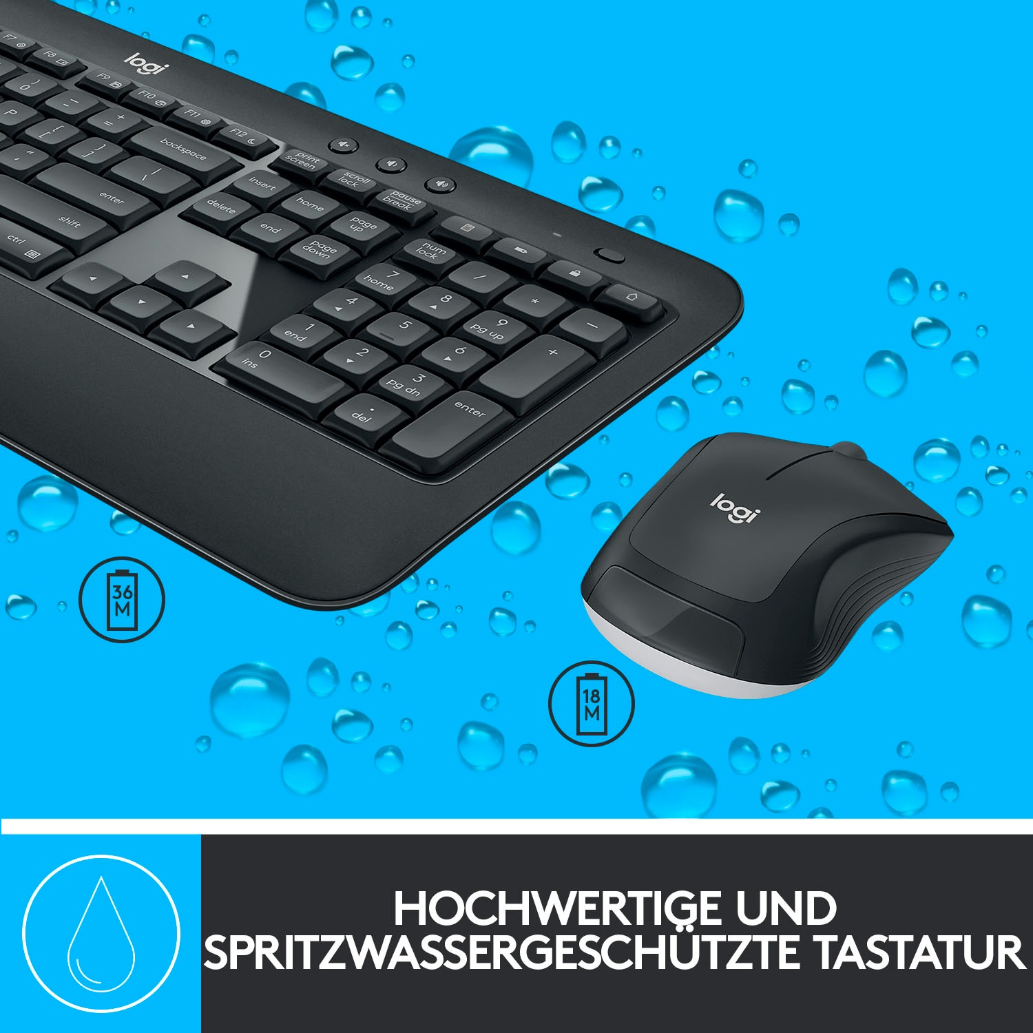 Logitech Tastatur- und Maus-Set »MK540 ADVANCED Kabellose«, für Windows, USB, Sondertasten, 3 Jahre Batterielaufzeit, PC, Laptop