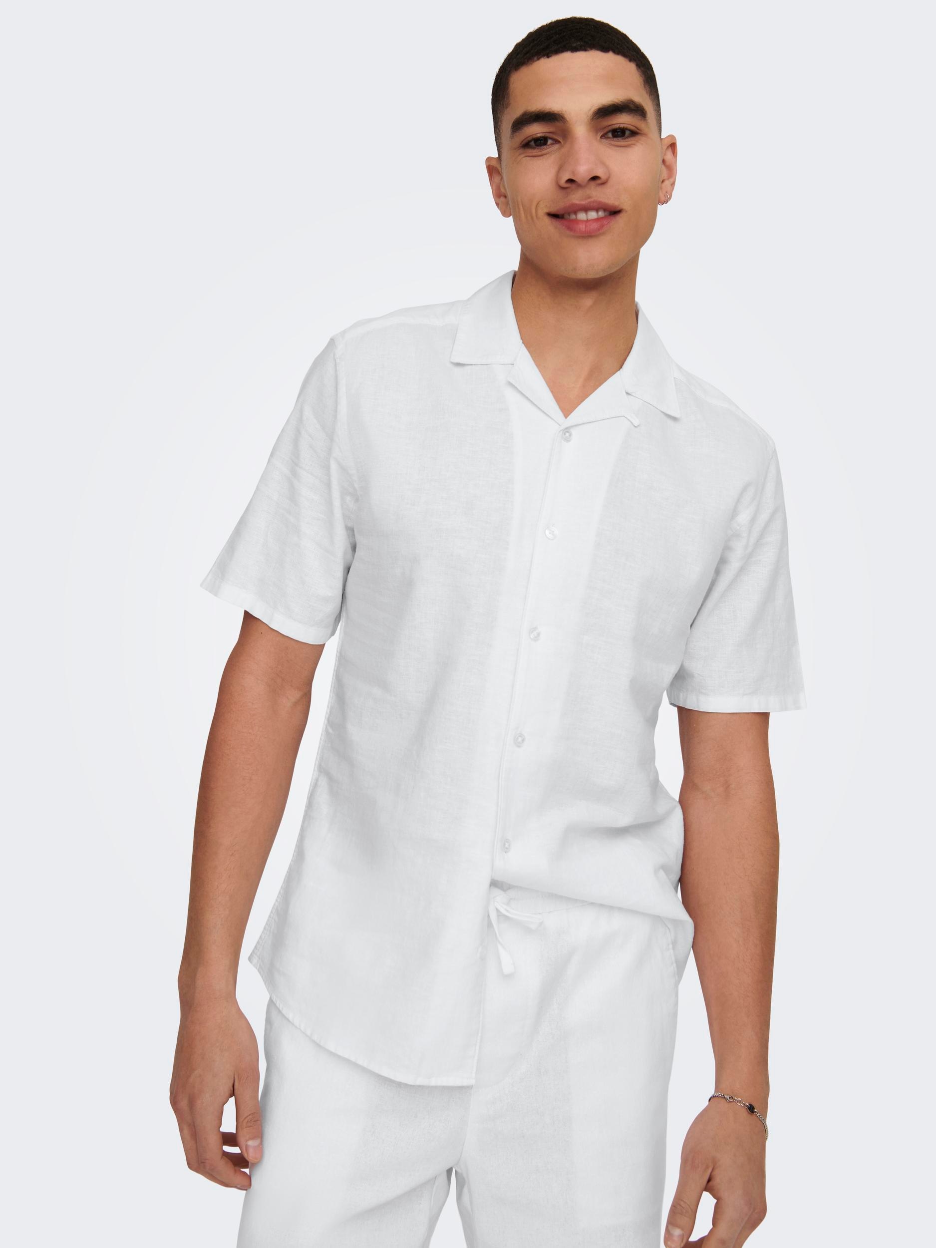 Image of ONLY & SONS Kurzarmhemd "ONSCAIDEN SS SOLID RESORT LINEN NOOS"