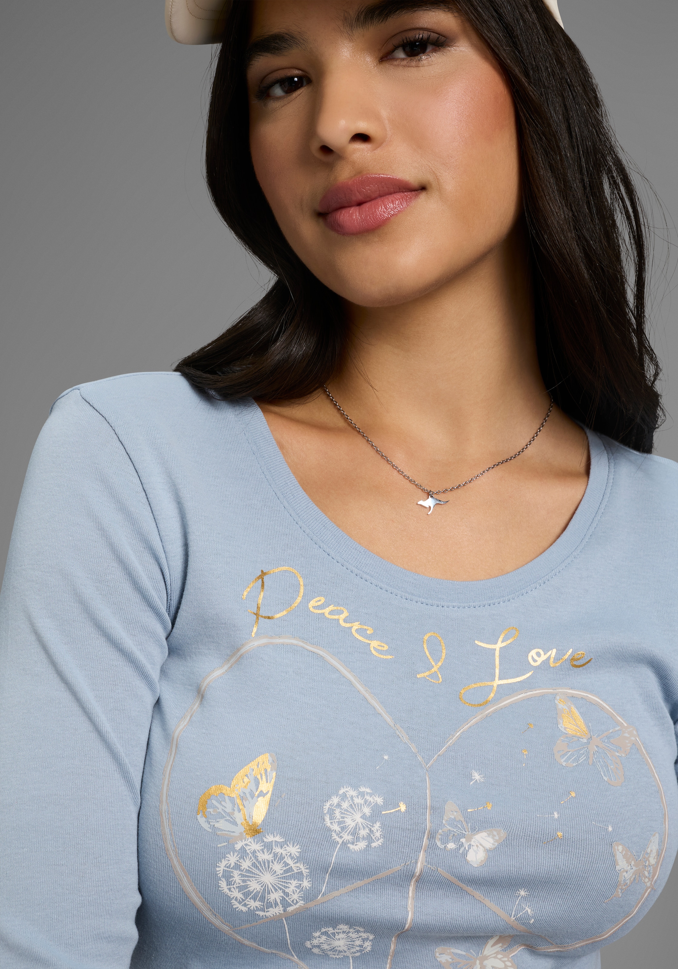 KangaROOS Langarmshirt, mit Herz-Print